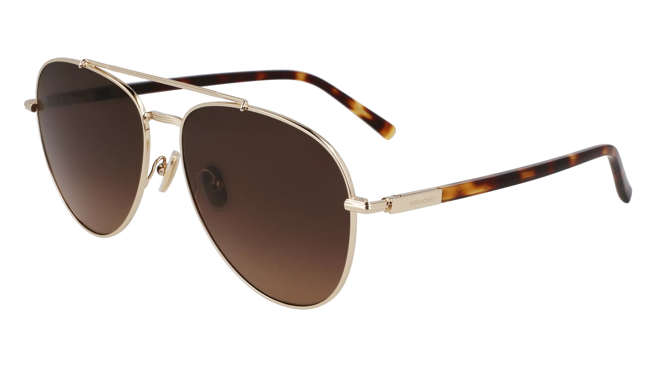 Ferragamo SF316S 745 Occhiali da sole Metallo Oro Pilot Normale Sfumato - immagine 1