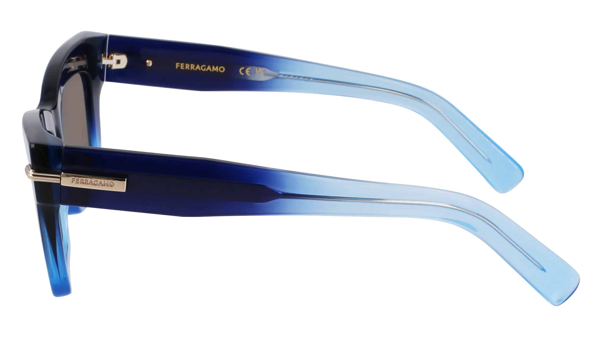 Ferragamo SF2031S 415 Occhiali da sole Acetato Blu Squadrata Normale - immagine 4