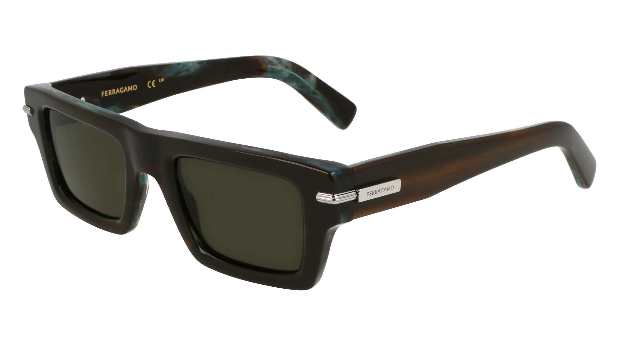 Ferragamo SF2034S 319 Occhiali da sole Acetato Verde Squadrata Normale - immagine 1