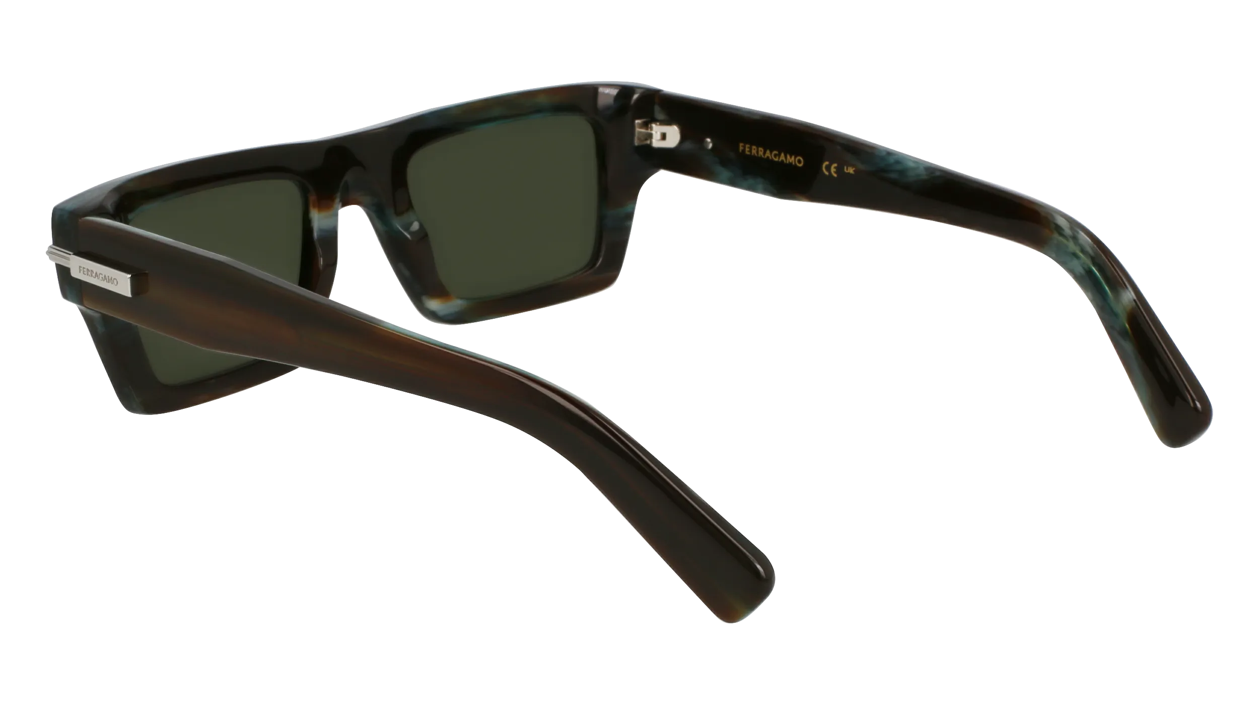 Ferragamo SF2034S 319 Occhiali da sole Acetato Verde Squadrata Normale - immagine 3