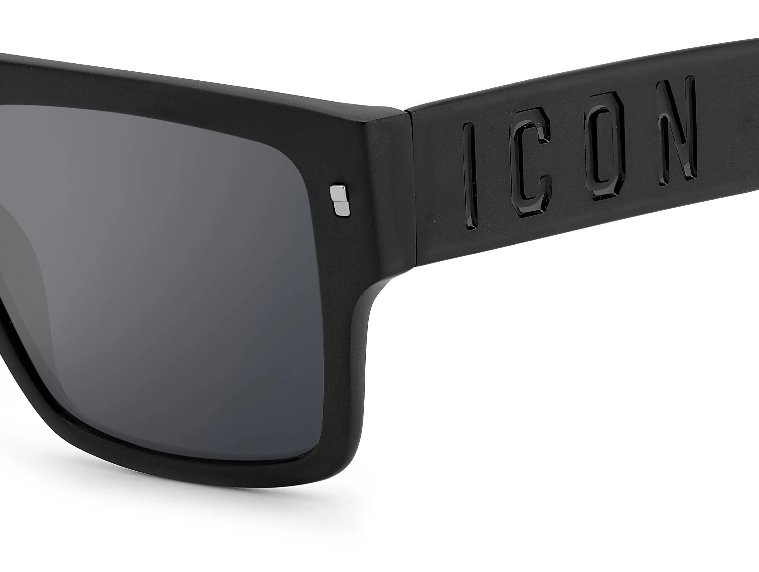 Dsquared2 ICON 0003/S 003/T4 Occhiali da sole Acetato Nero Grigio Squadrata Specchiato - immagine 3