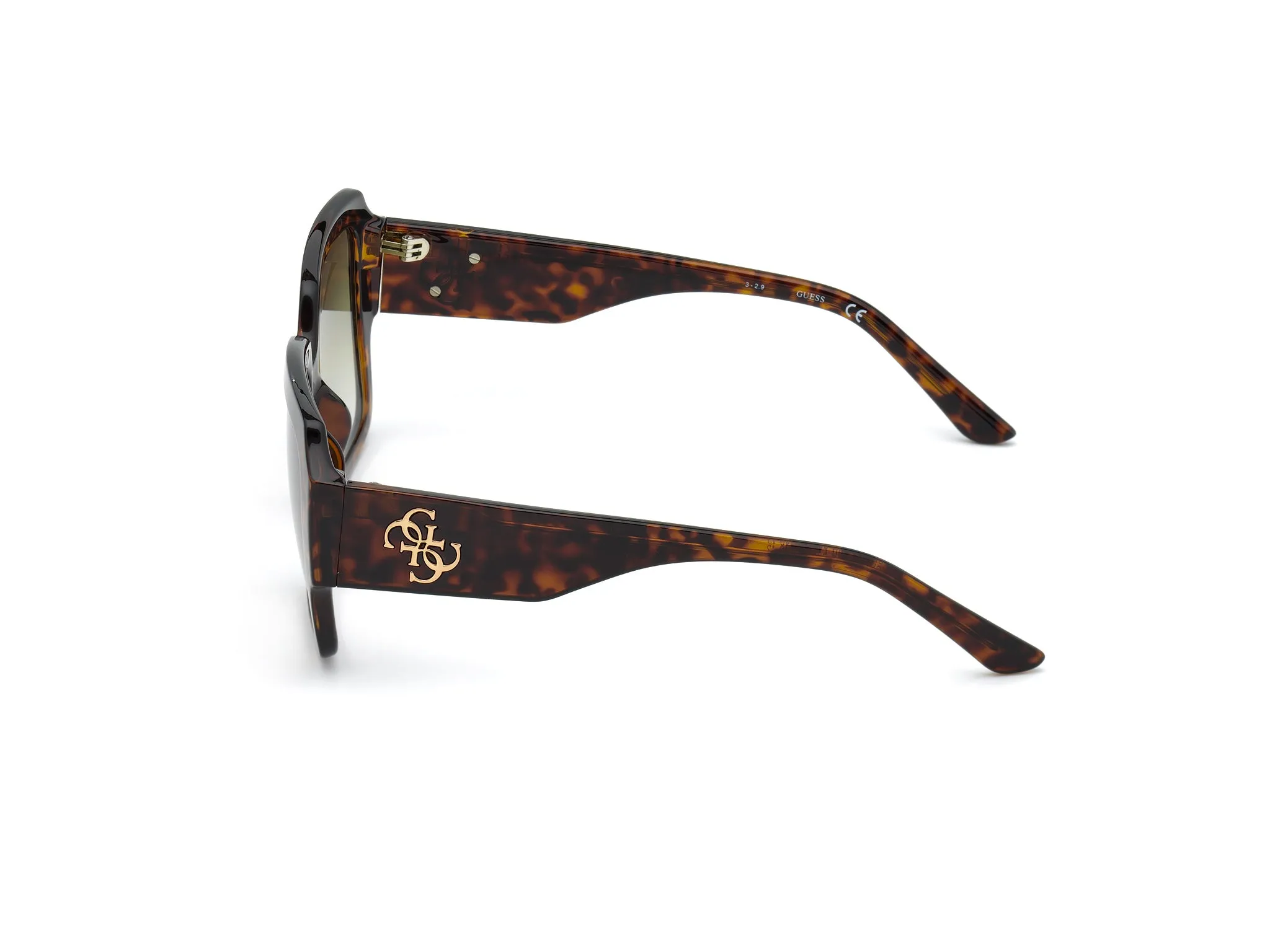 Guess GU7681 52P Occhiali da sole Iniettato Havana Verde Squadrata Normale Sfumato - immagine 2