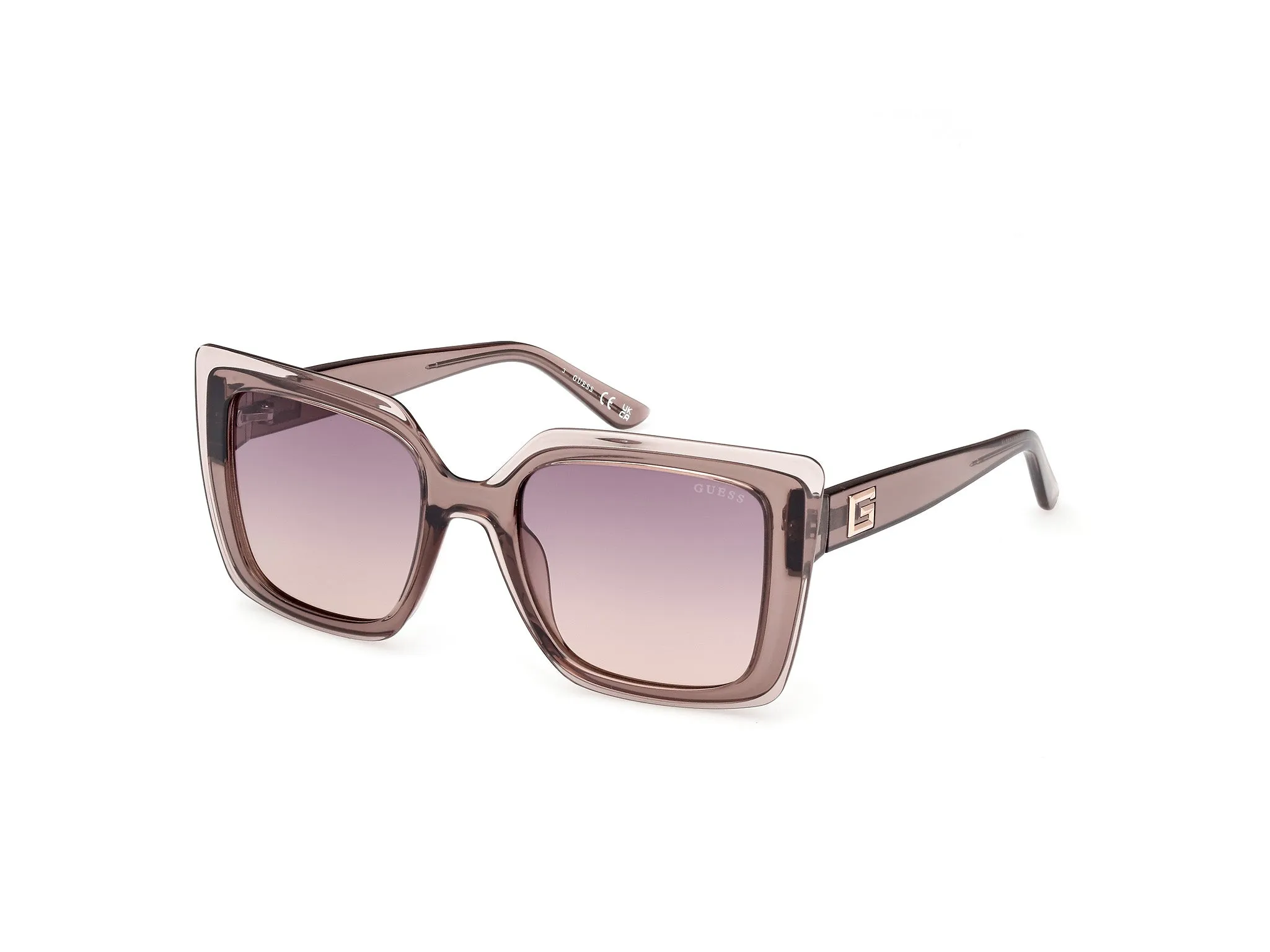 Guess GU7908 59Z Occhiali da sole Iniettato Beige Viola Squadrata Normale Sfumato - immagine 1