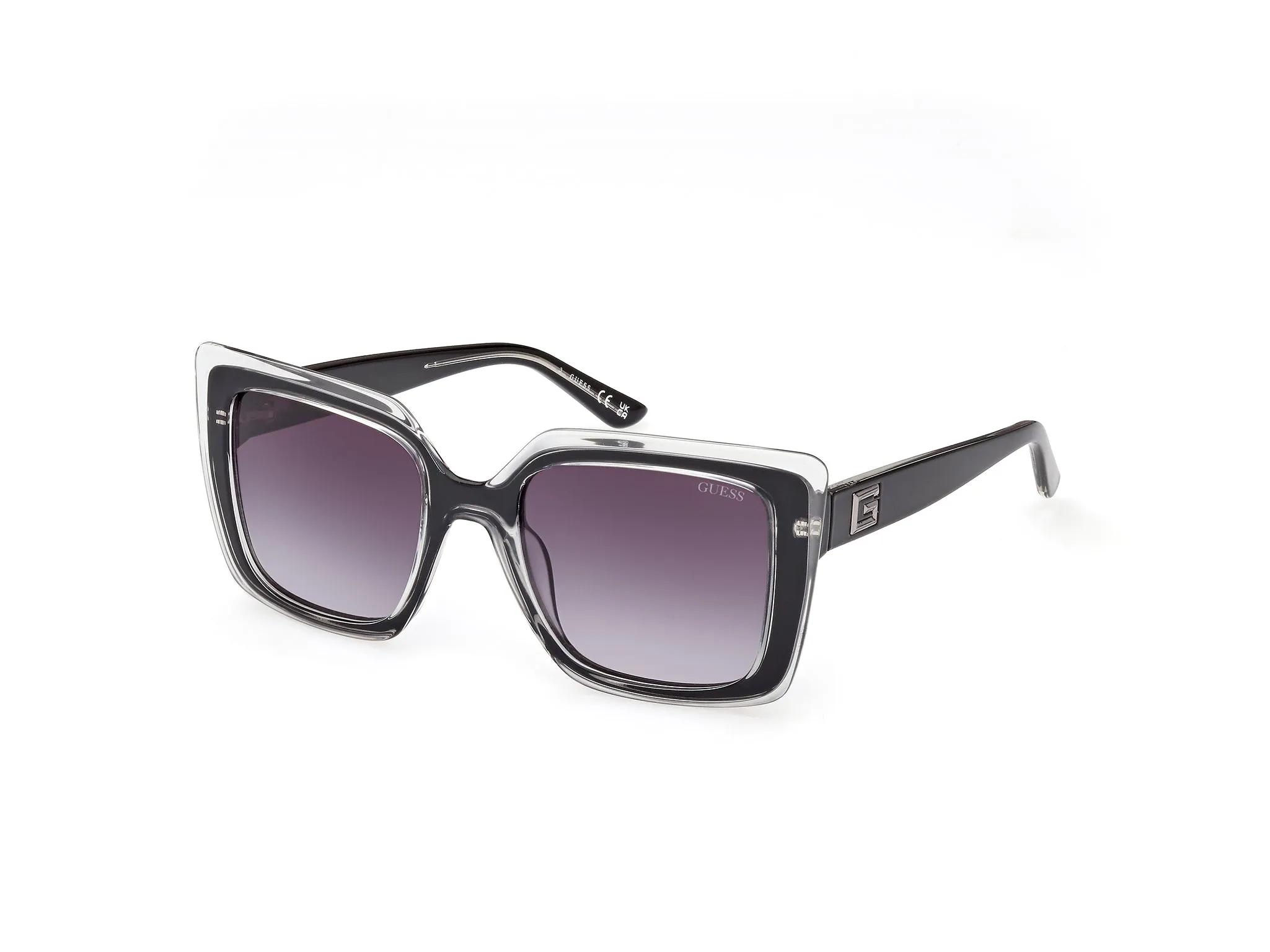 Guess GU7908 05B Occhiali da sole Iniettato Nero Grigio Squadrata Normale Sfumato - immagine 1