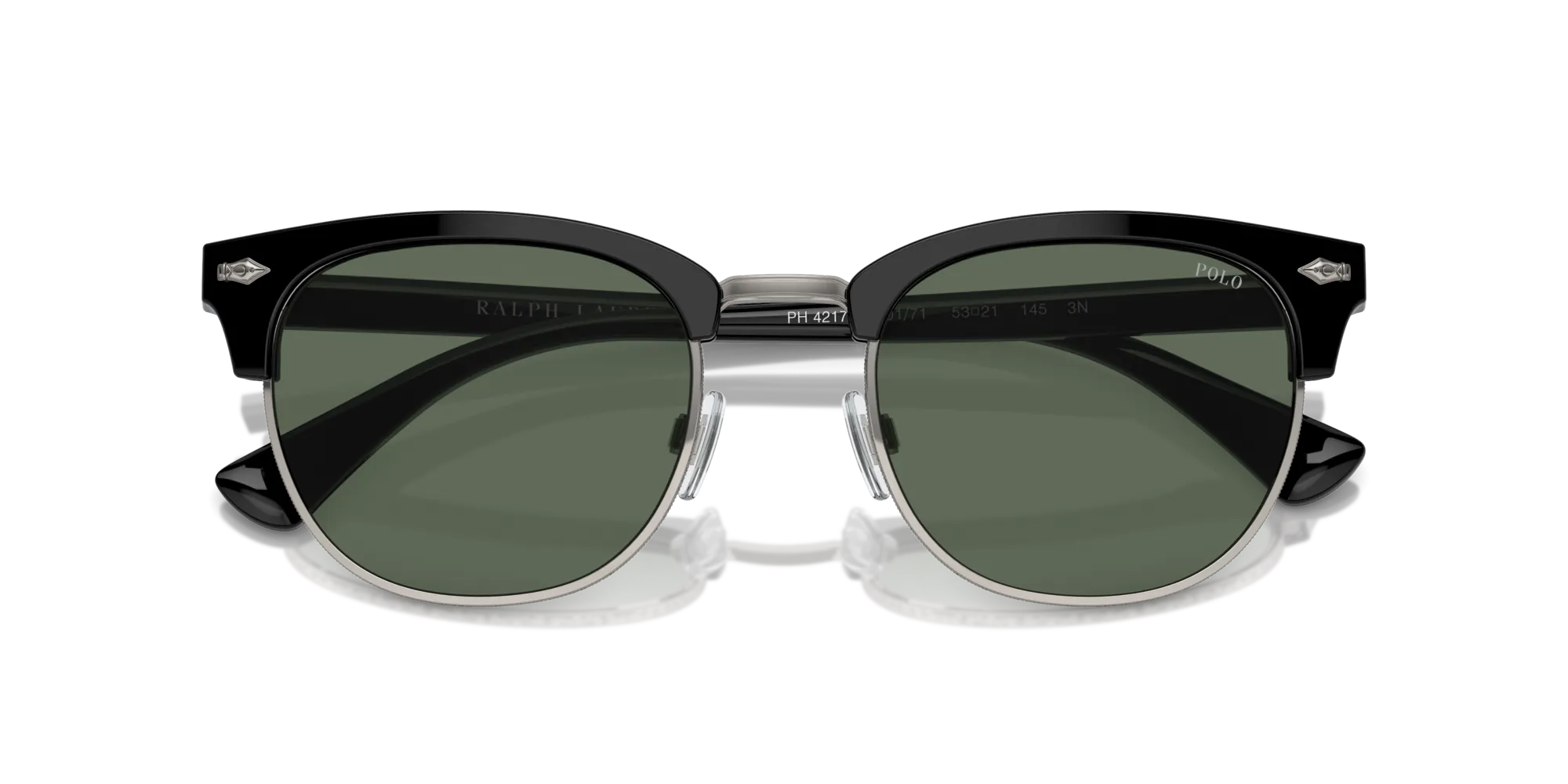 Polo Ralph Lauren PH4217 500171 Occhiali da sole Acetato Nero Verde Rotonda Normale - immagine 2