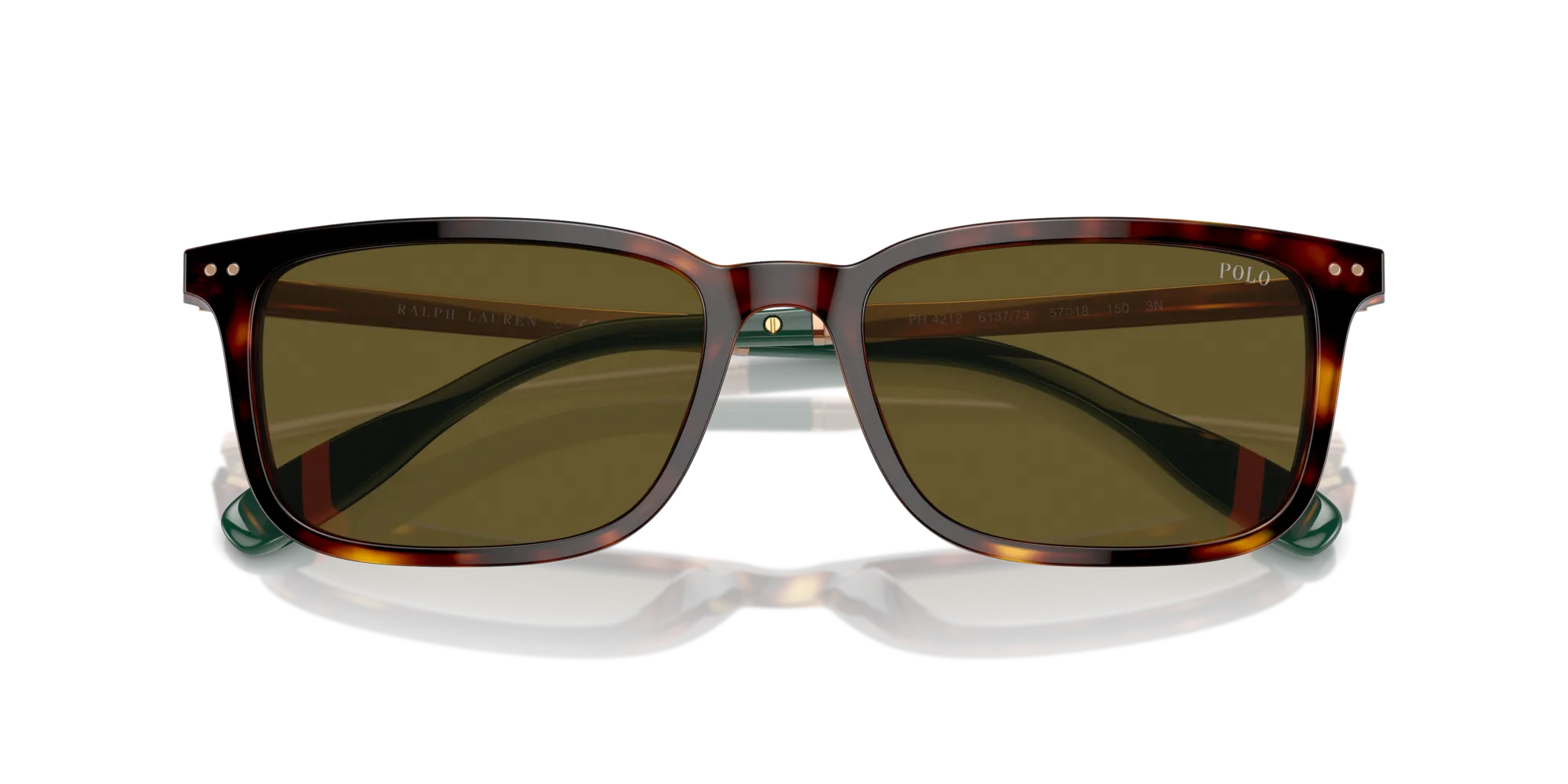 Polo Ralph Lauren PH4212 613773 Occhiali da sole Acetato Tartaruga Verde Squadrata Normale - immagine 2