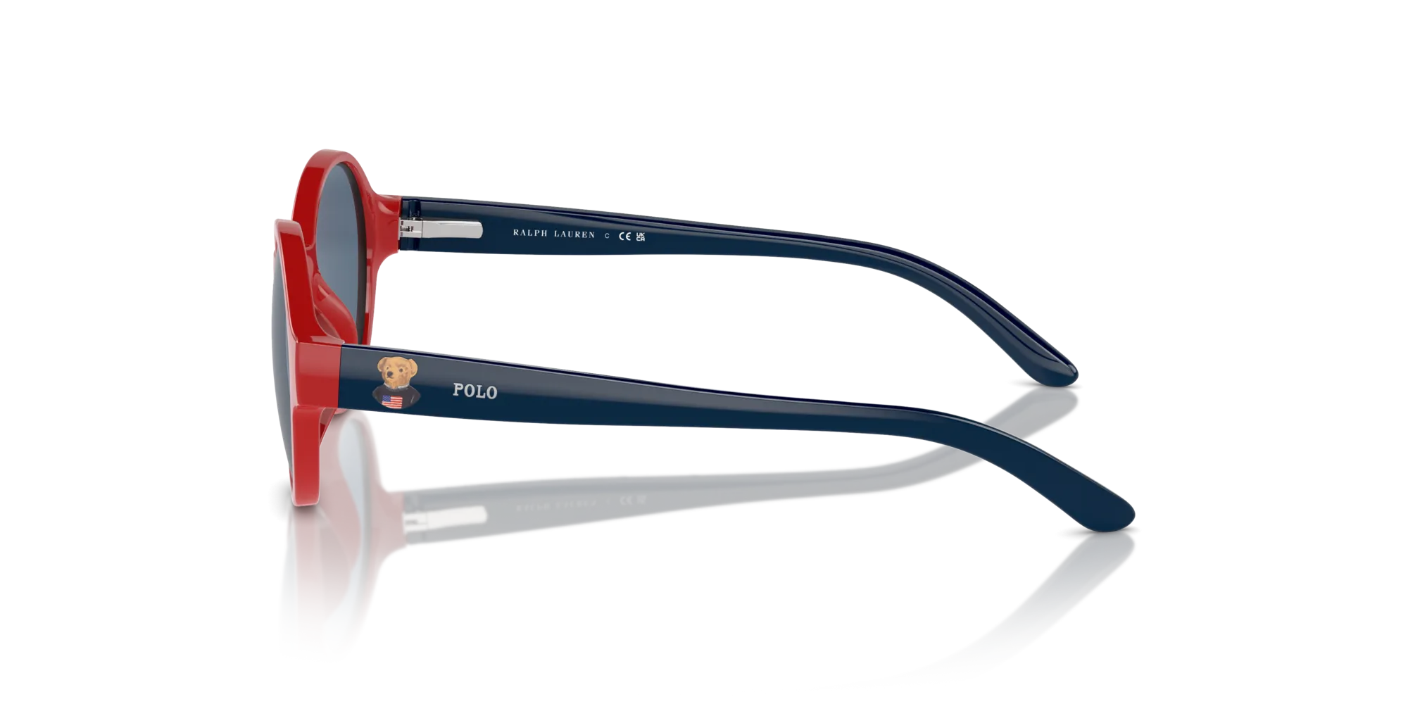 Polo Ralph Lauren PP9508U 609180 Occhiali da sole Iniettato Rosso Blu Rotonda Normale - immagine 4
