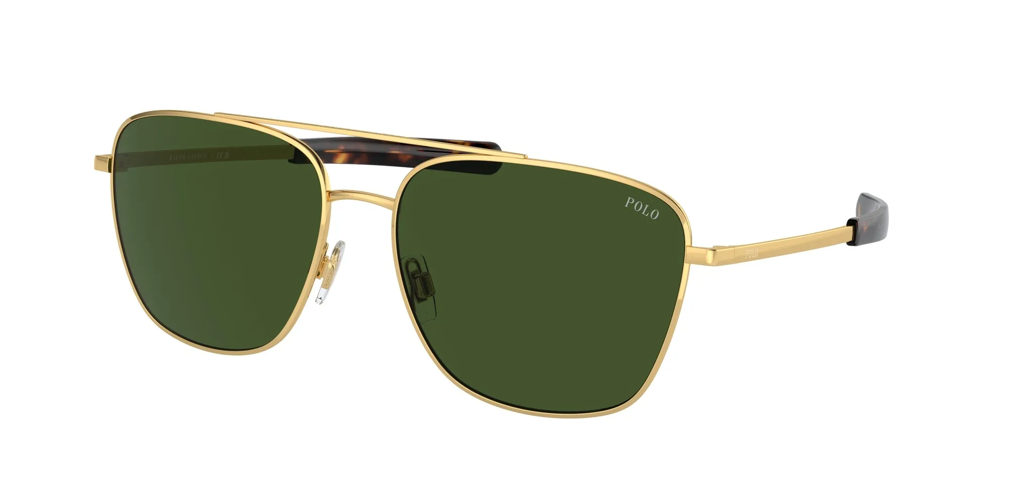 Polo Ralph Lauren PH3147 941171 Occhiali da sole Metallo Oro Verde Pilot Normale - immagine 1