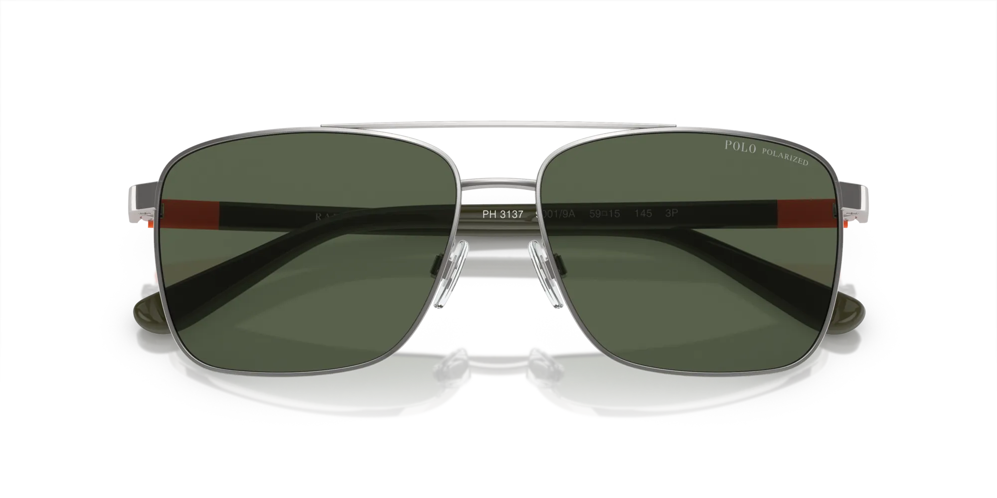 Polo Ralph Lauren PH3137 90019A Occhiali da sole Metallo Argento Verde Squadrata Polarizzata - immagine 2