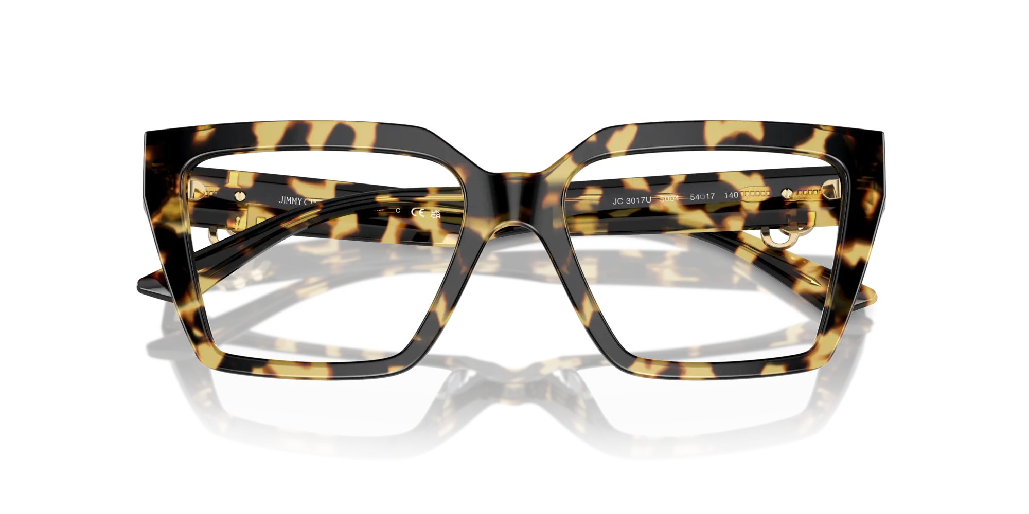 Jimmy Choo JC3017U 5004 Montature da vista Acetato Havana Cat Eye - immagine 2