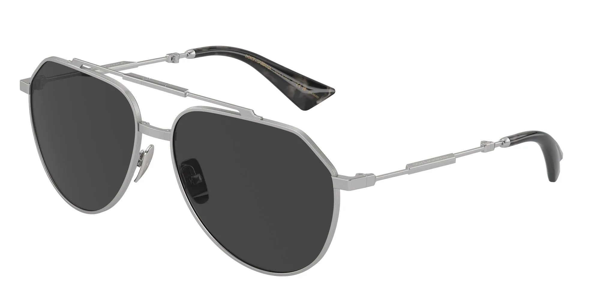 Dolce & Gabbana DG2302 136648 Occhiali da sole Metallo Argento Grigio Pilot Polarizzata - immagine 1