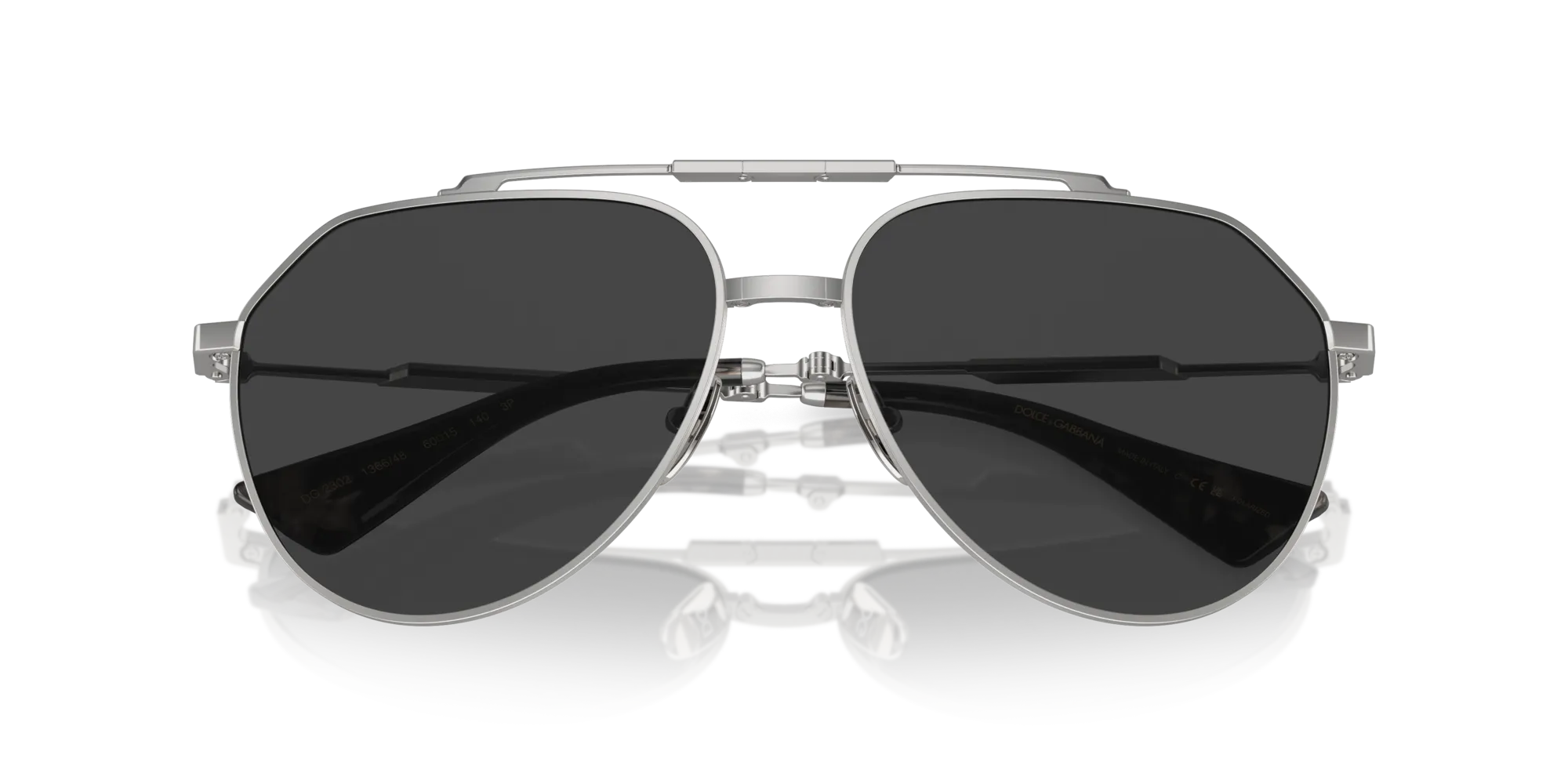Dolce & Gabbana DG2302 136648 Occhiali da sole Metallo Argento Grigio Pilot Polarizzata - immagine 2
