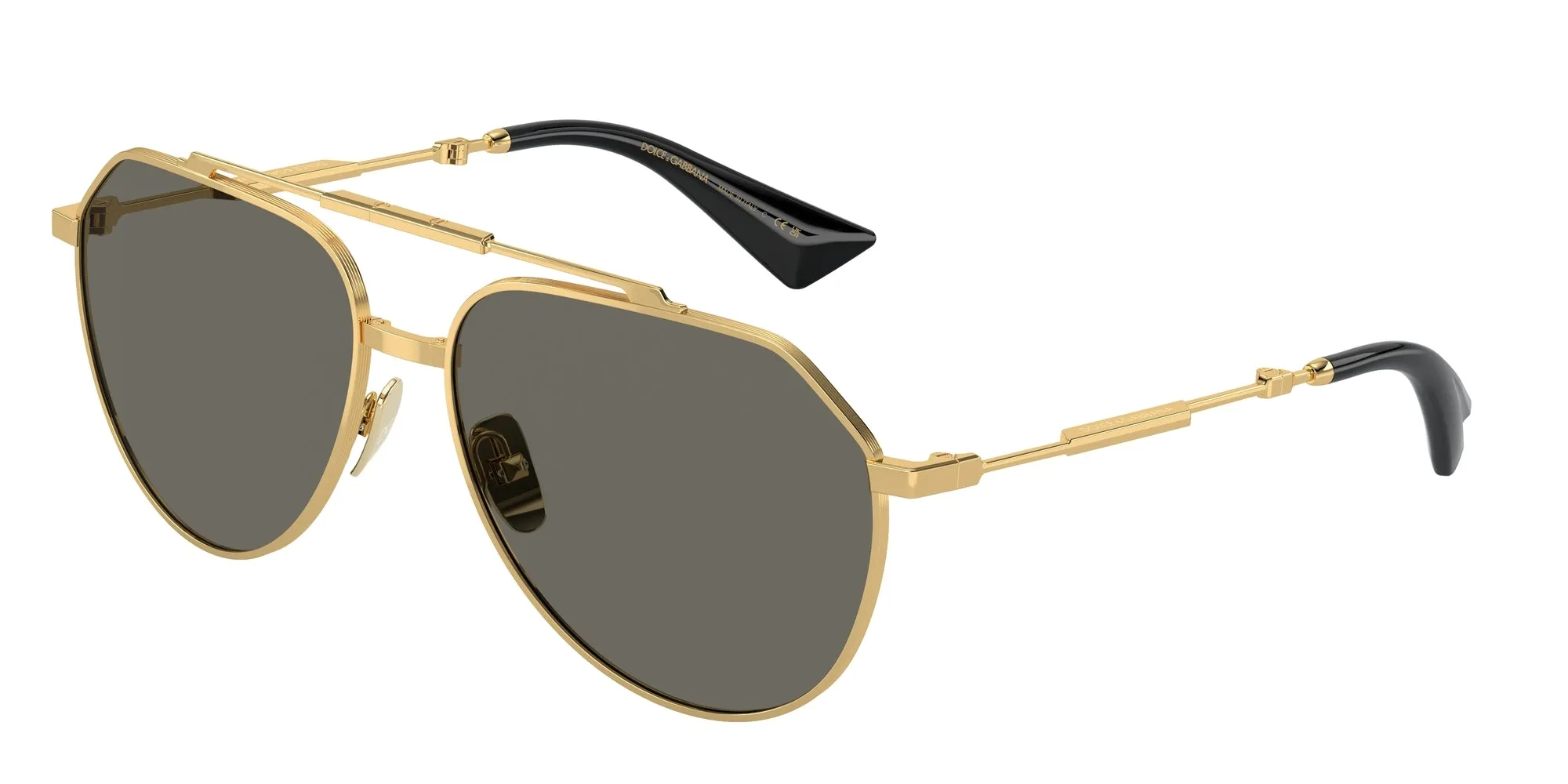 Dolce & Gabbana DG2302 02/R5 Occhiali da sole Metallo Oro Grigio Pilot Normale - immagine 1