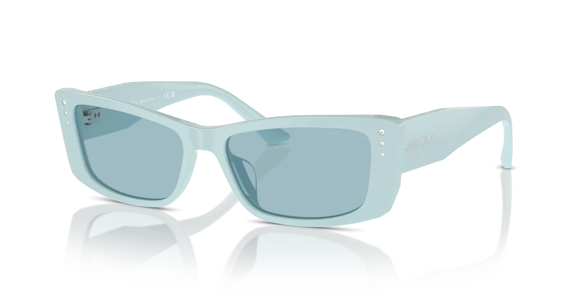 Jimmy Choo JC5002BU 500980 Occhiali da sole Acetato Azzurro Blu Pillow Normale - immagine 4