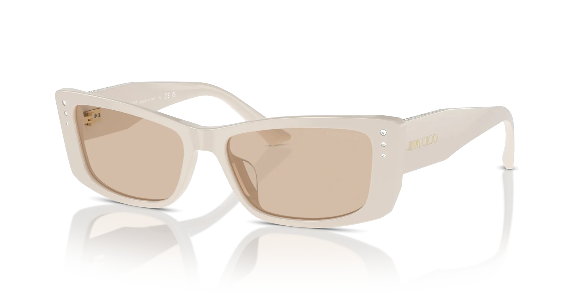 Jimmy Choo JC5002BU 500893 Occhiali da sole Acetato Bianco Marrone Pillow Normale - immagine 4