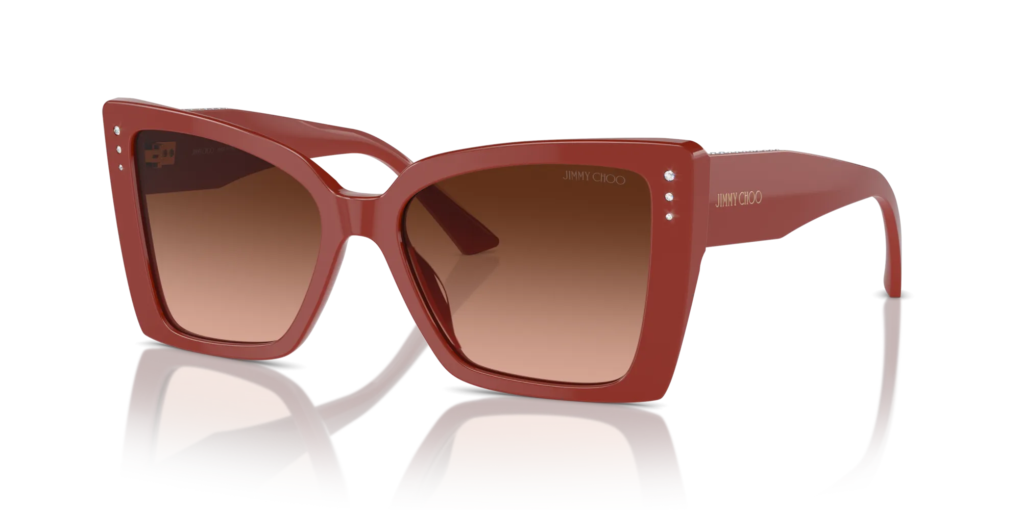 Jimmy Choo JC5001B 50135M Occhiali da sole Acetato Rosso Rosa Farfalla Normale Sfumato - immagine 4
