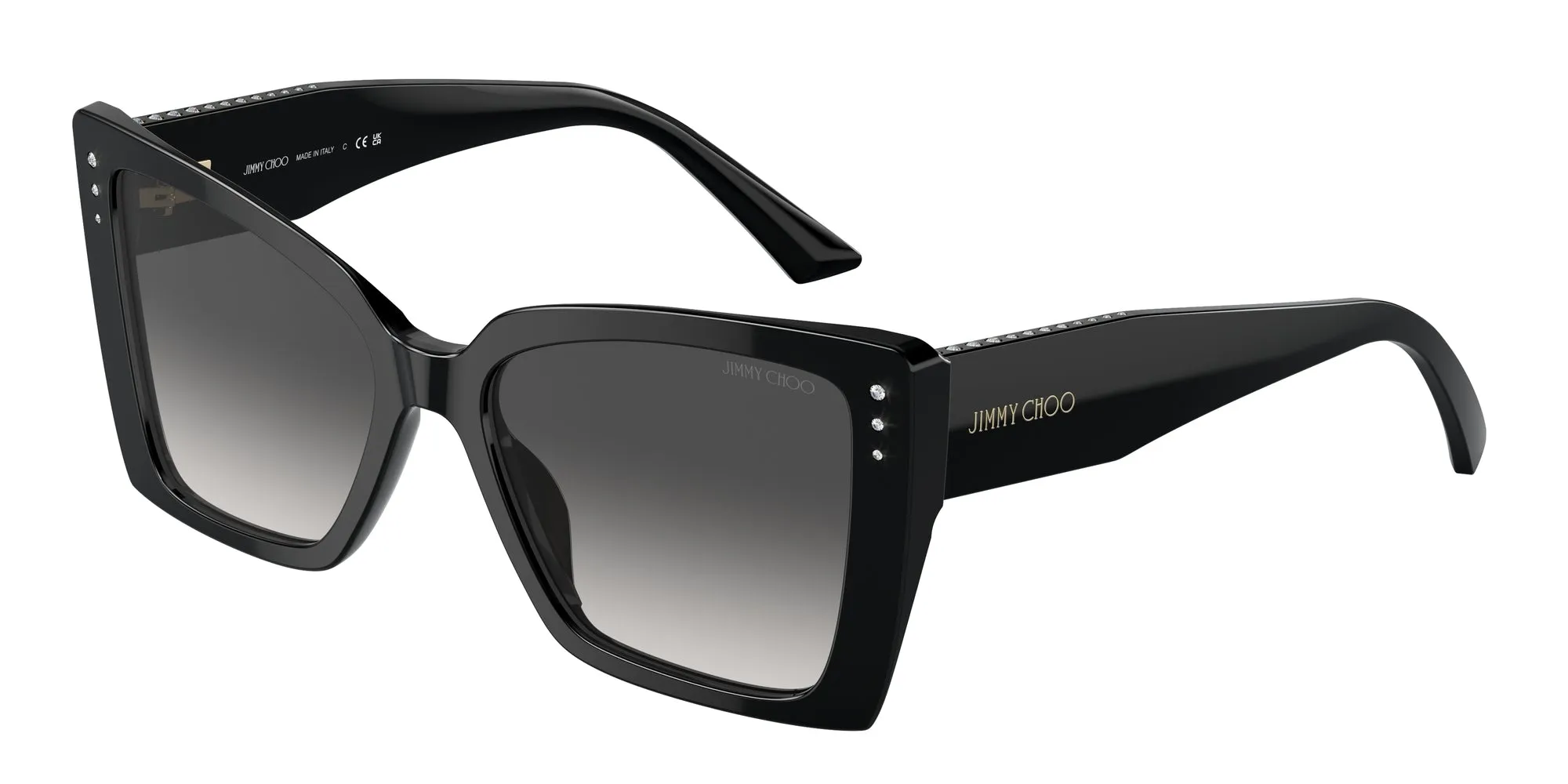 Jimmy Choo JC5001B 50008G Occhiali da sole Acetato Nero Grigio Farfalla Normale Sfumato - immagine 1