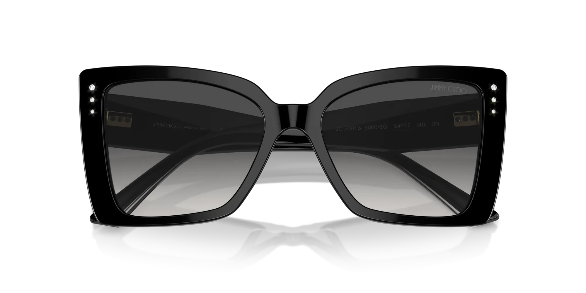 Jimmy Choo JC5001B 50008G Occhiali da sole Acetato Nero Grigio Farfalla Normale Sfumato - immagine 2