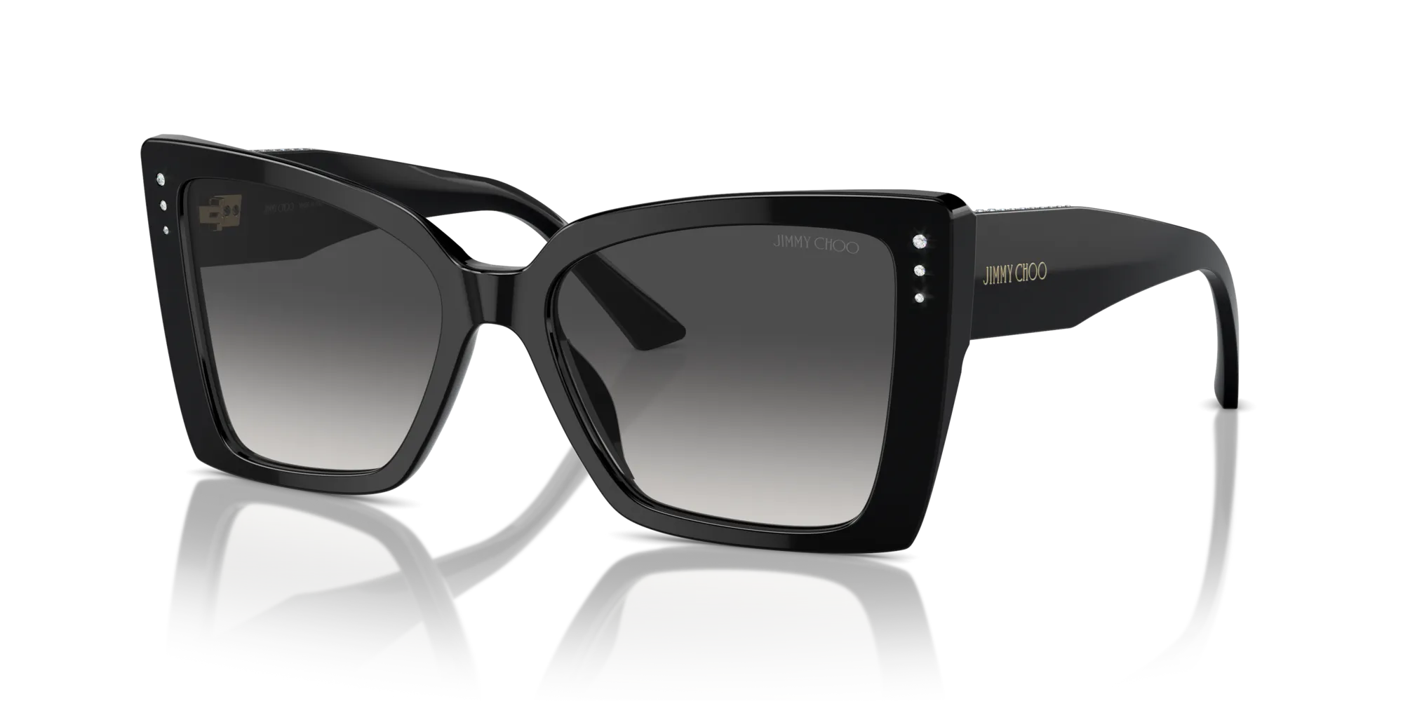 Jimmy Choo JC5001B 50008G Occhiali da sole Acetato Nero Grigio Farfalla Normale Sfumato - immagine 4