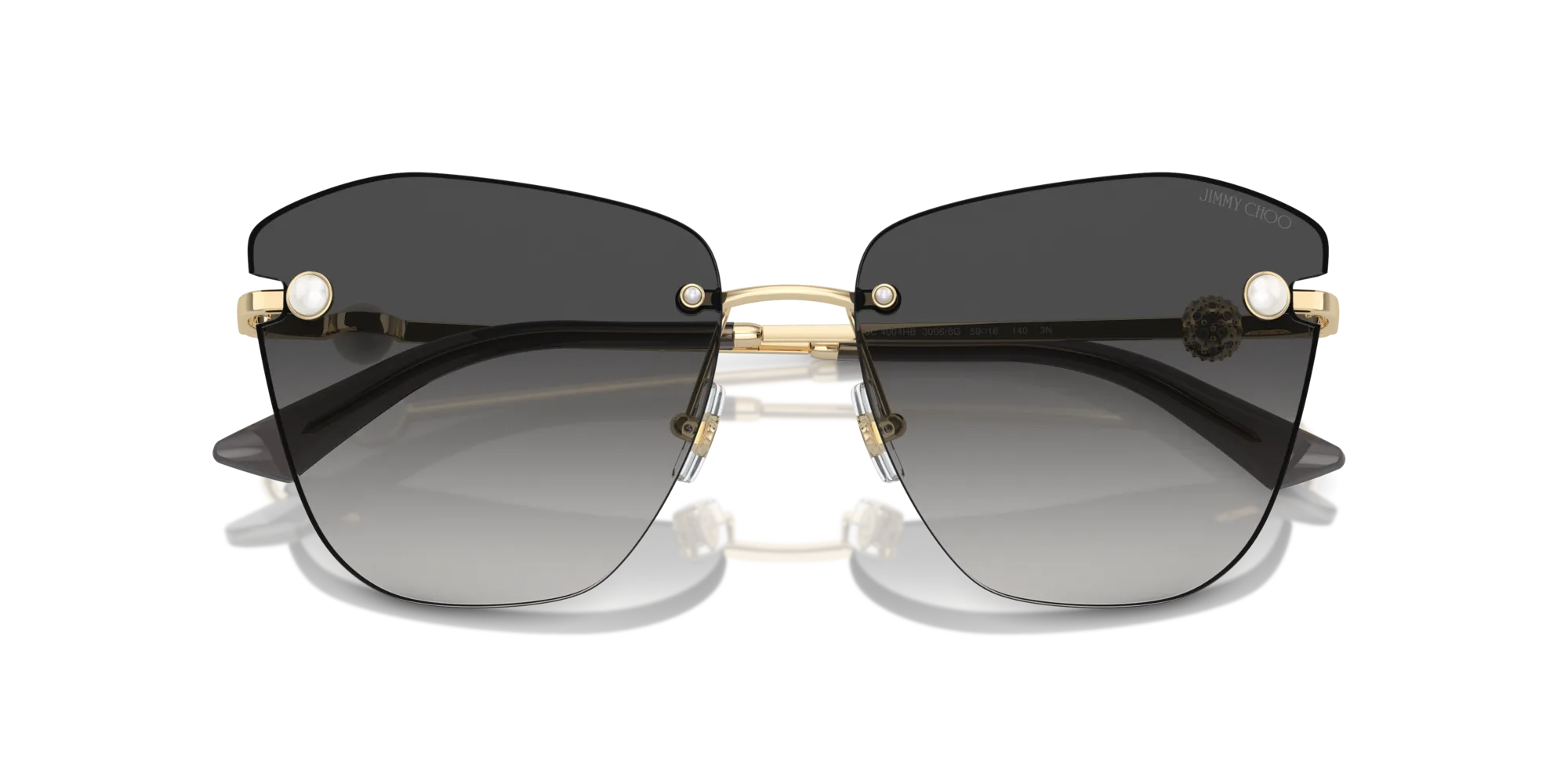Jimmy Choo JC4004HB 30068G Occhiali da sole Metallo Oro Grigio Farfalla Normale Sfumato - immagine 2