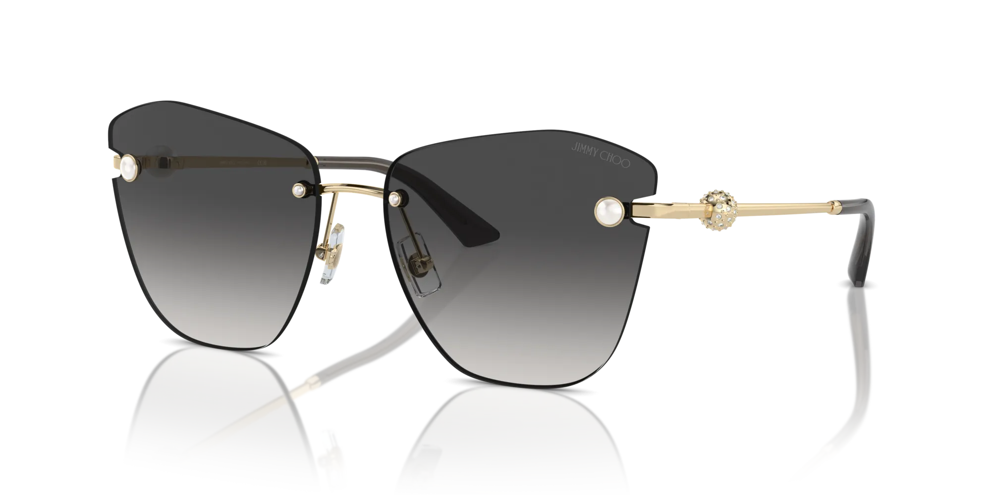 Jimmy Choo JC4004HB 30068G Occhiali da sole Metallo Oro Grigio Farfalla Normale Sfumato - immagine 4