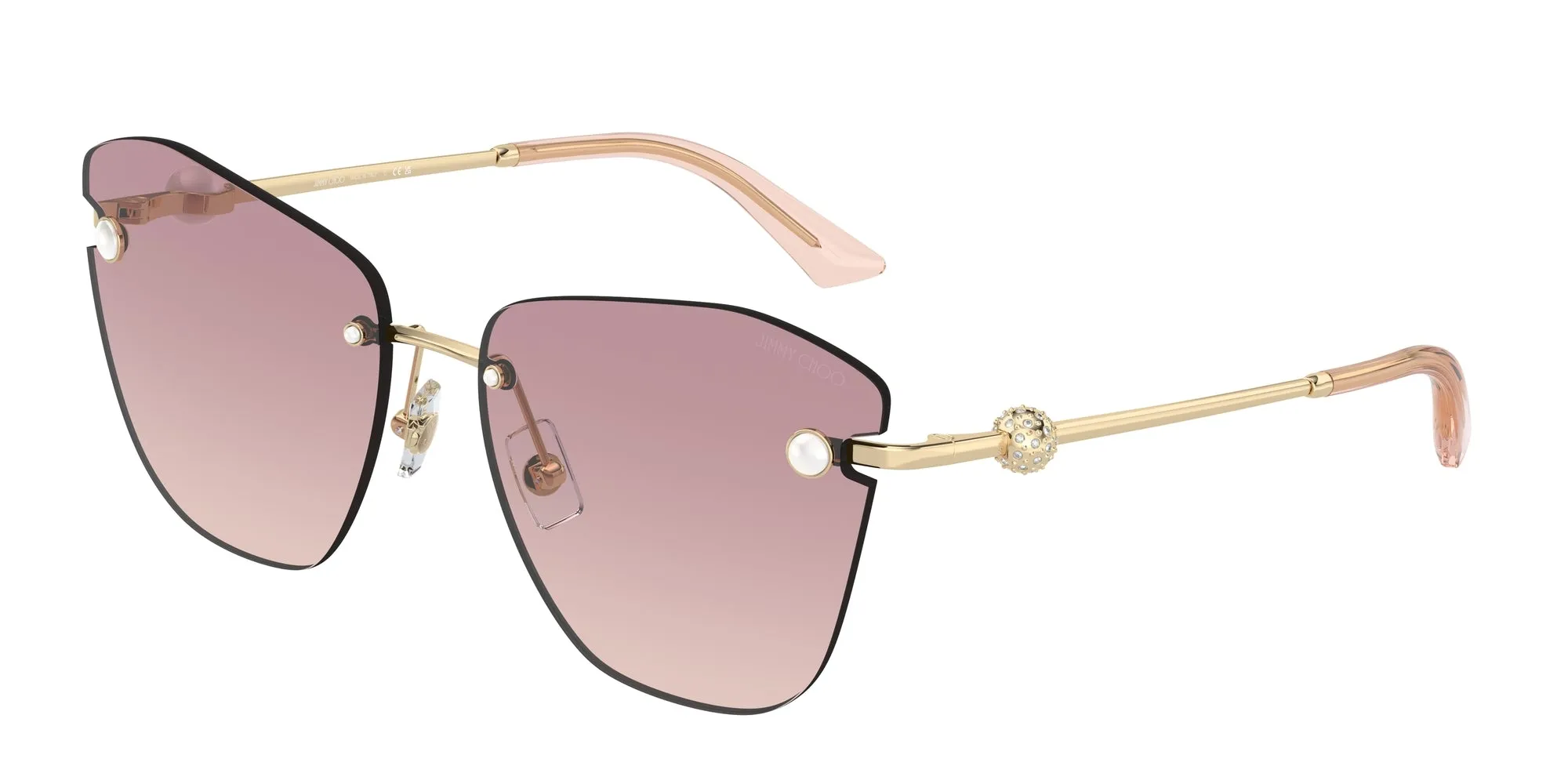 Jimmy Choo JC4004HB 300668 Occhiali da sole Metallo Oro Marrone Farfalla Normale Sfumato - immagine 1