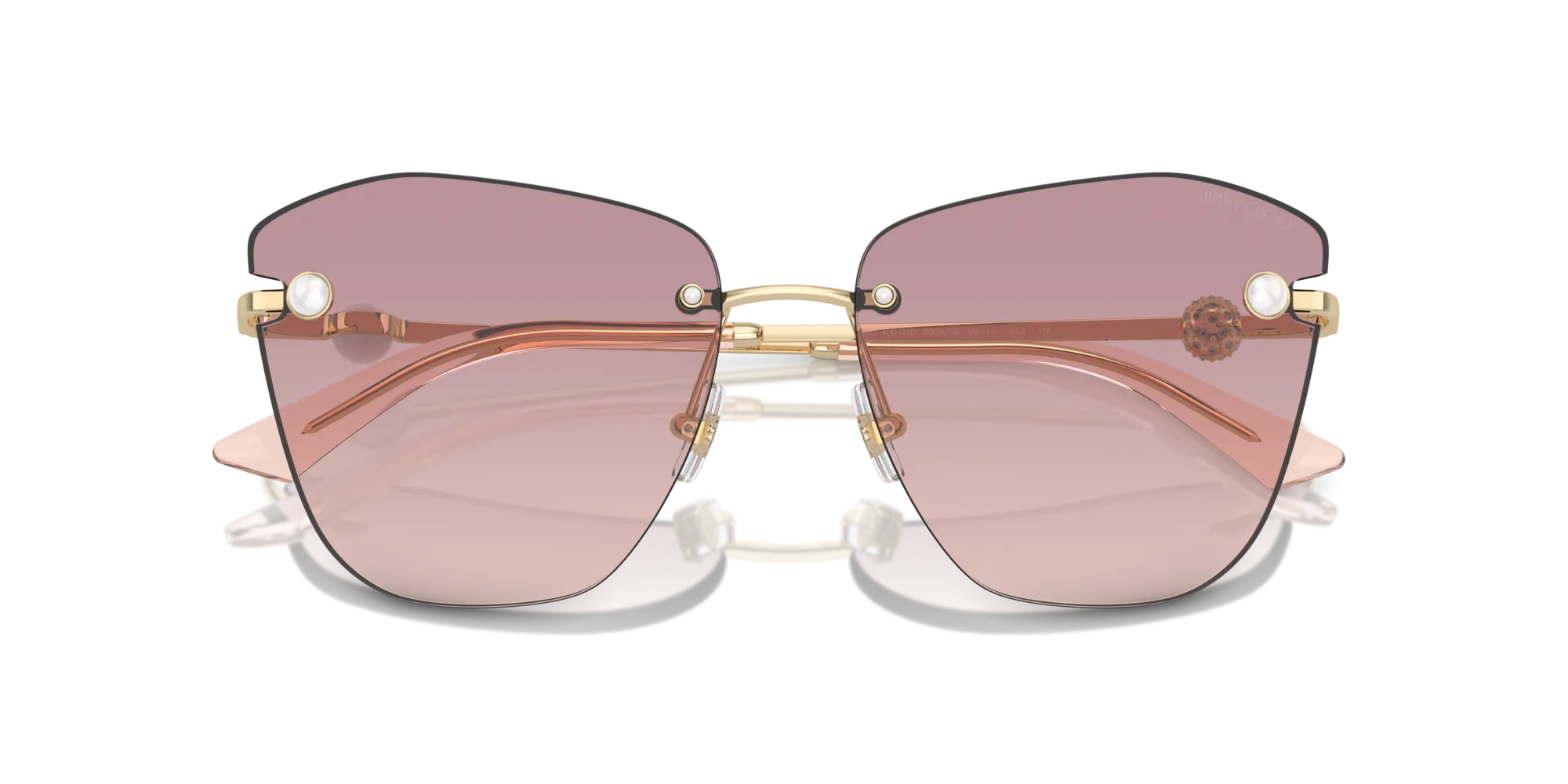Jimmy Choo JC4004HB 300668 Occhiali da sole Metallo Oro Marrone Farfalla Normale Sfumato - immagine 2