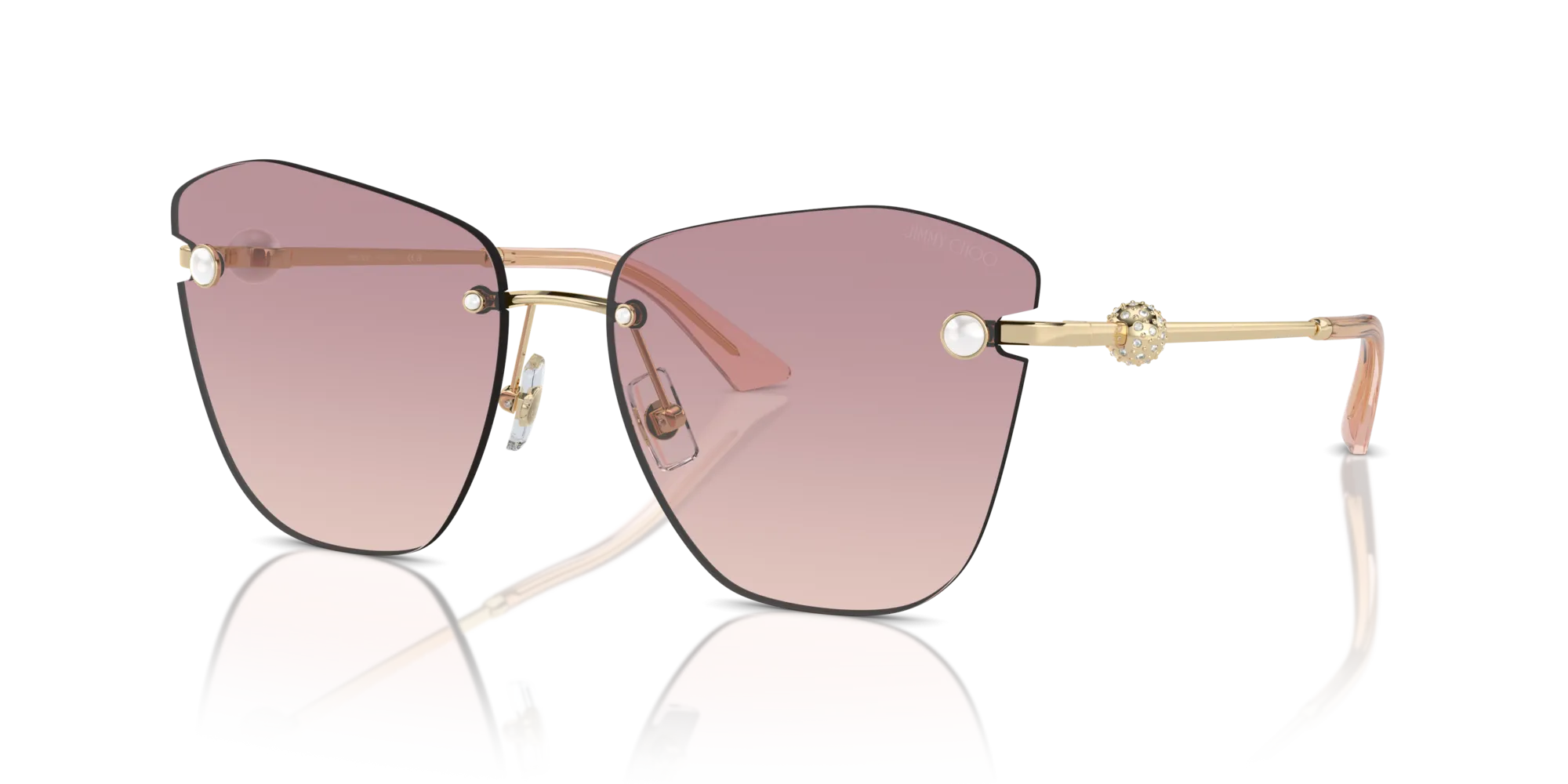 Jimmy Choo JC4004HB 300668 Occhiali da sole Metallo Oro Marrone Farfalla Normale Sfumato - immagine 4