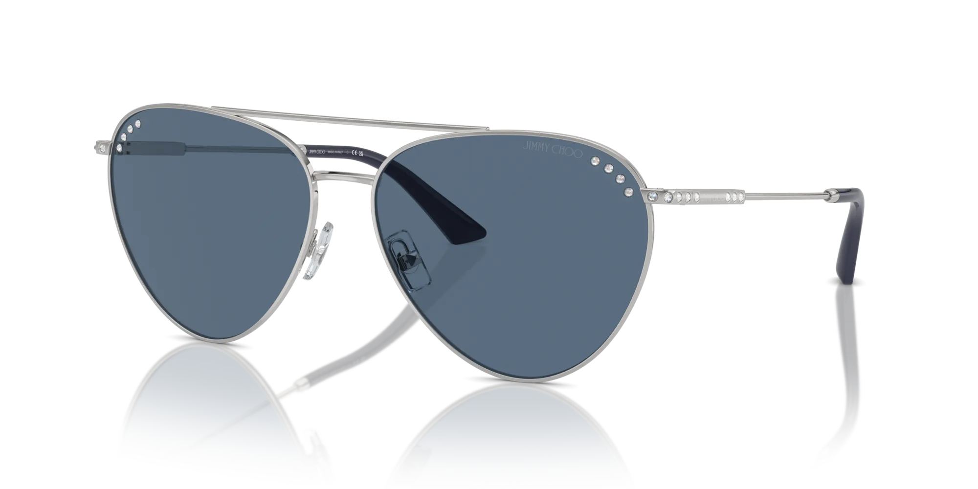 Jimmy Choo JC4002B 301880 Occhiali da sole Acciaio Oro Blu Pilot Normale - immagine 4