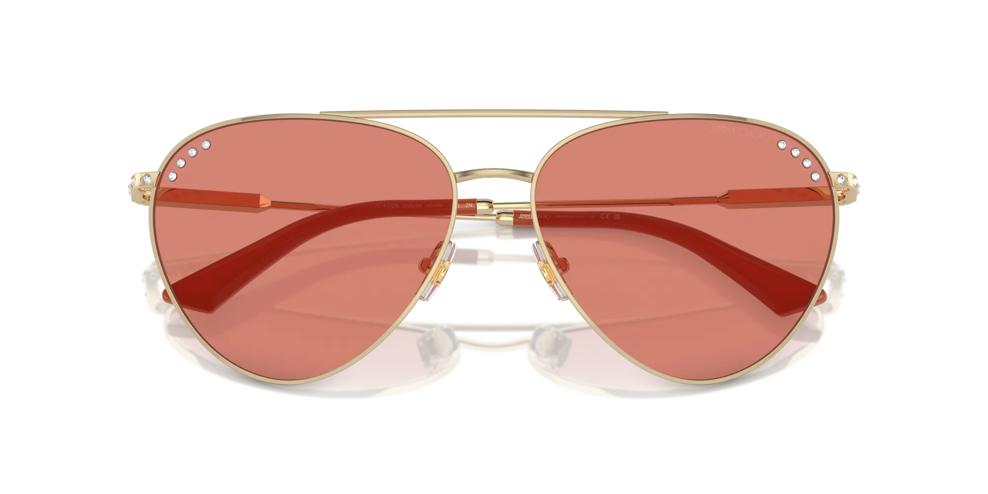 Jimmy Choo JC4002B 300684 Occhiali da sole Acciaio Oro Rosa Pilot Normale - immagine 2