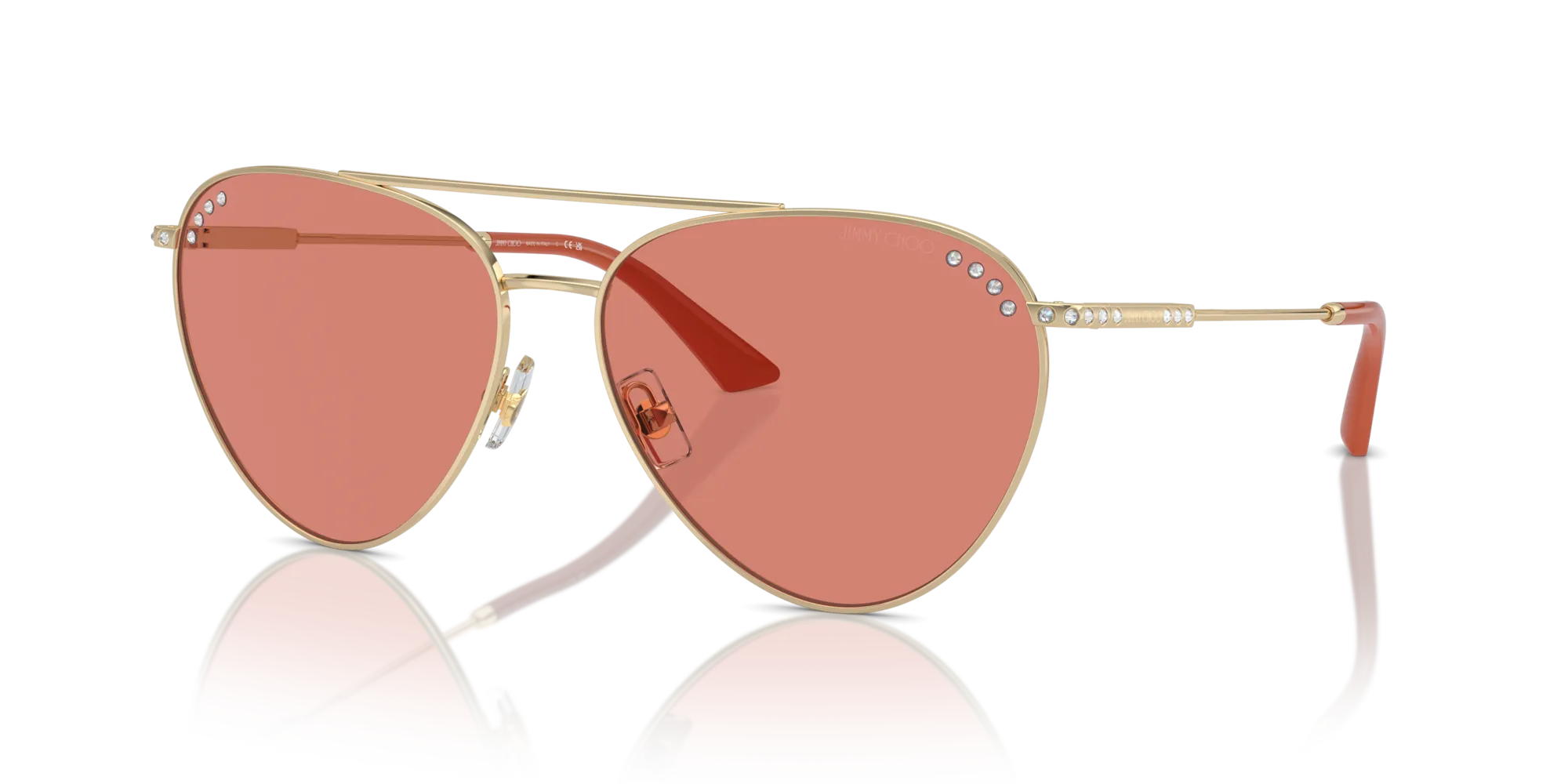 Jimmy Choo JC4002B 300684 Occhiali da sole Acciaio Oro Rosa Pilot Normale - immagine 4