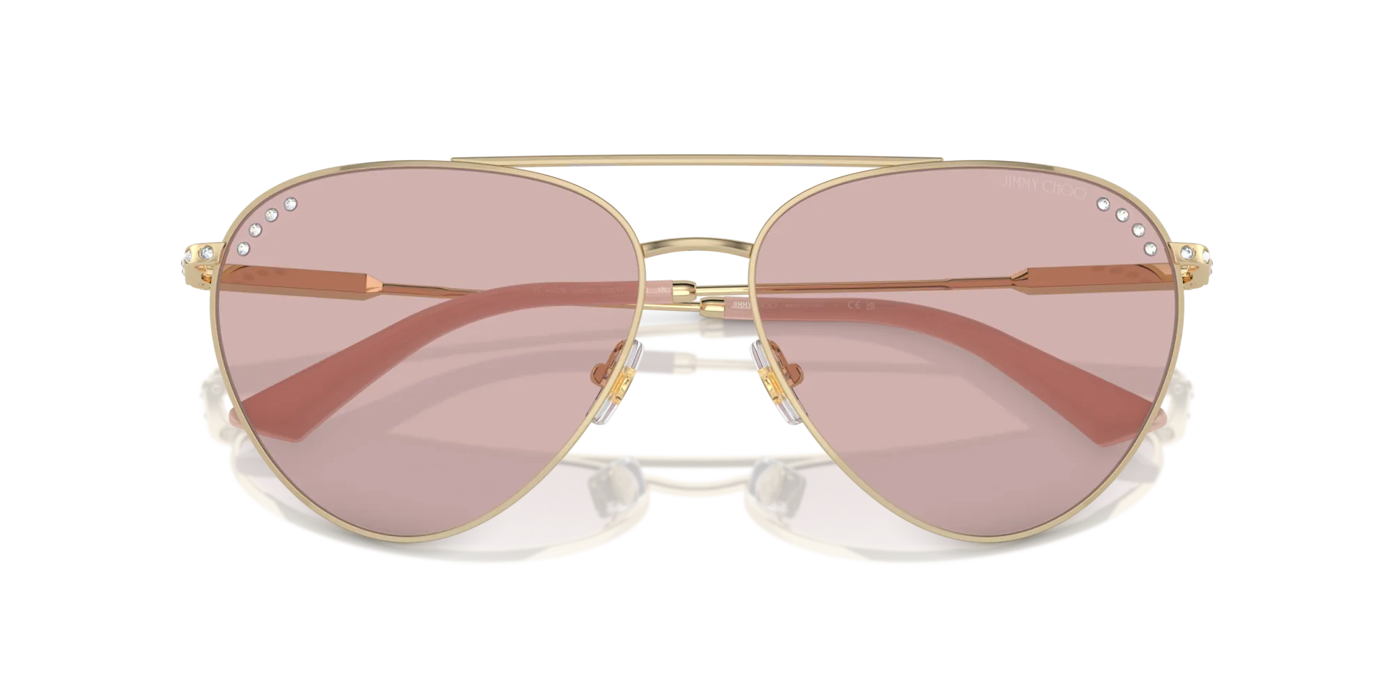 Jimmy Choo JC4002B 3006/5 Occhiali da sole Acciaio Oro Rosa Pilot Normale - immagine 2