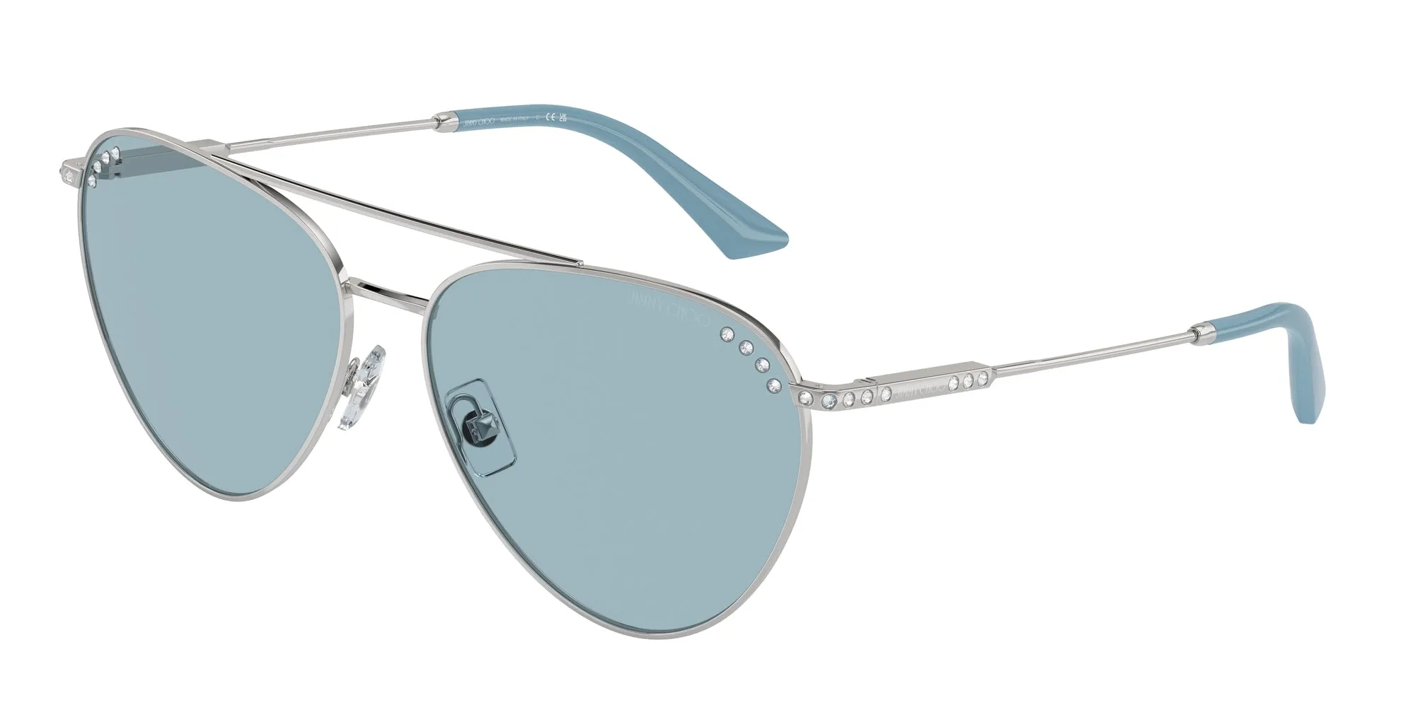 Jimmy Choo JC4002B 300280 Occhiali da sole Acciaio Argento Blu Pilot Normale - immagine 1