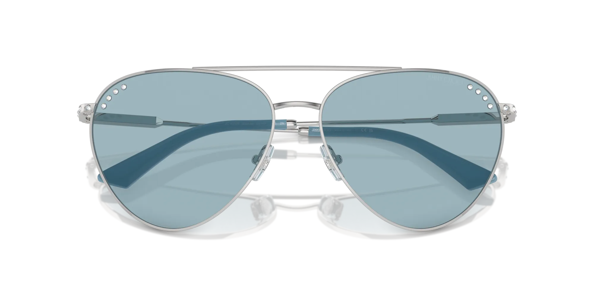 Jimmy Choo JC4002B 300280 Occhiali da sole Acciaio Argento Blu Pilot Normale - immagine 2