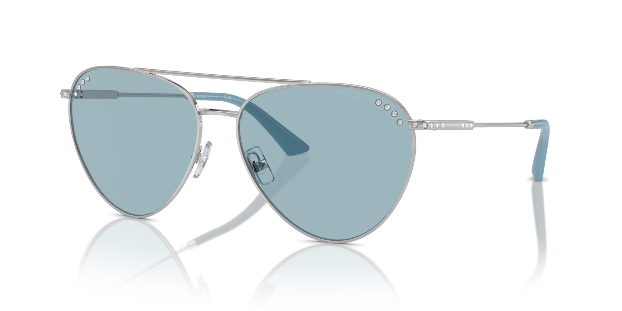 Jimmy Choo JC4002B 300280 Occhiali da sole Acciaio Argento Blu Pilot Normale - immagine 4