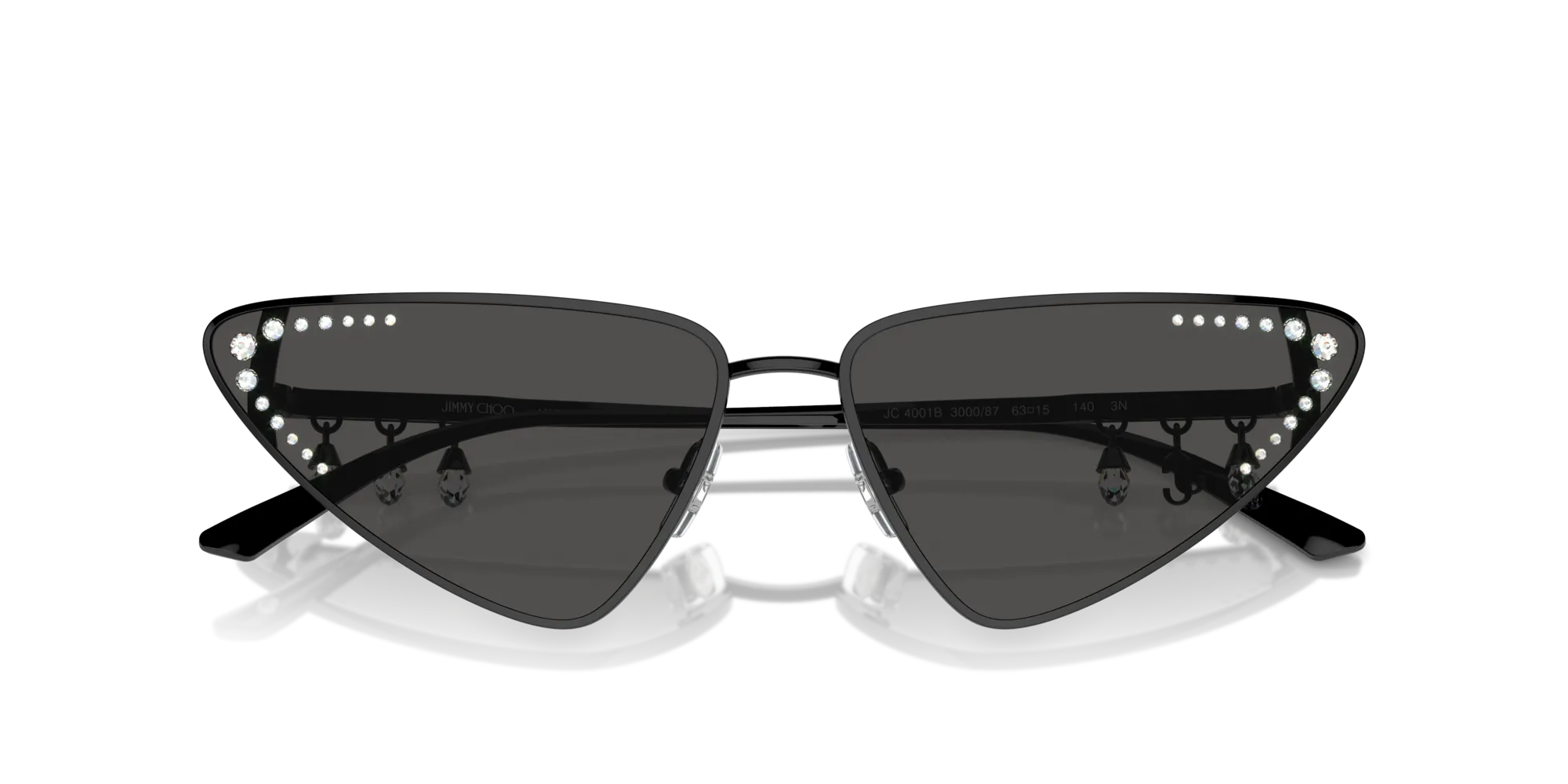 Jimmy Choo JC4001B 300087 Occhiali da sole Metallo Nero Grigio Cat Eye Normale - immagine 2