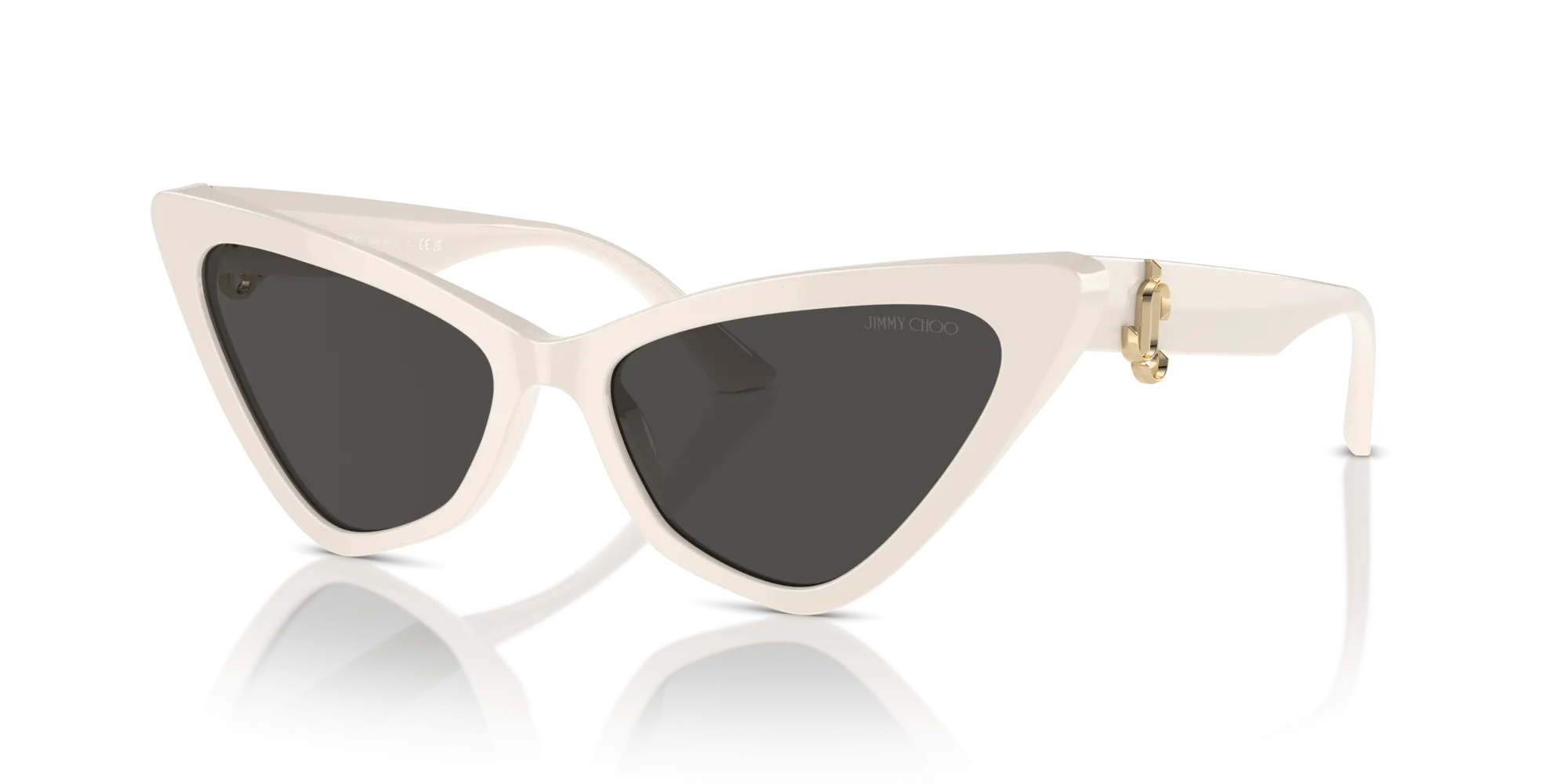 Jimmy Choo JC5008 500887 Occhiali da sole Acetato Bianco Grigio Cat Eye Normale - immagine 4