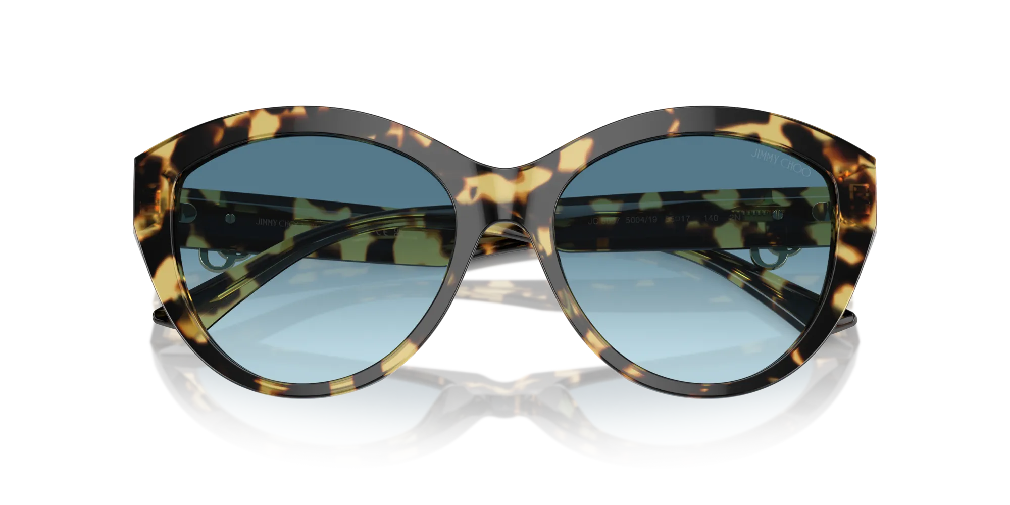 Jimmy Choo JC5007 500419 Occhiali da sole Acetato Havana Blu Pantos Normale Sfumato - immagine 2