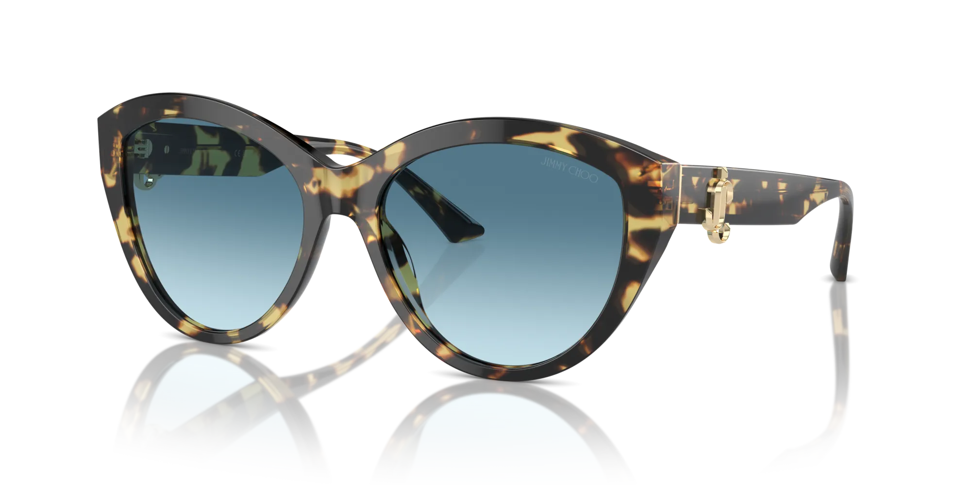 Jimmy Choo JC5007 500419 Occhiali da sole Acetato Havana Blu Pantos Normale Sfumato - immagine 4