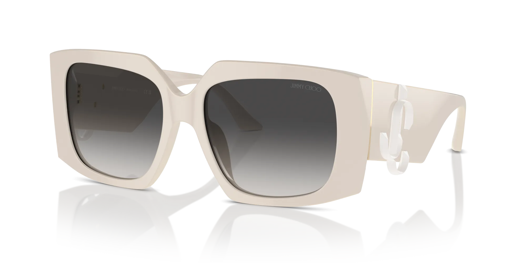 Jimmy Choo JC5006U 50088G Occhiali da sole Acetato Bianco Grigio Farfalla Normale Sfumato - immagine 4