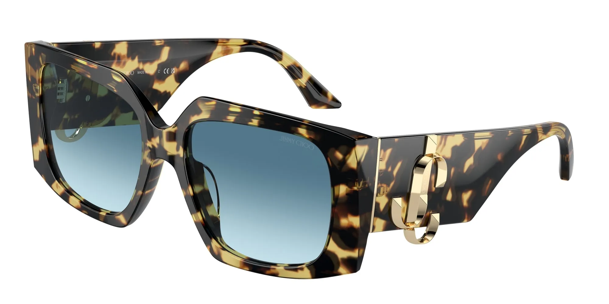 Jimmy Choo JC5006U 500419 Occhiali da sole Acetato Havana Blu Farfalla Normale Sfumato - immagine 1