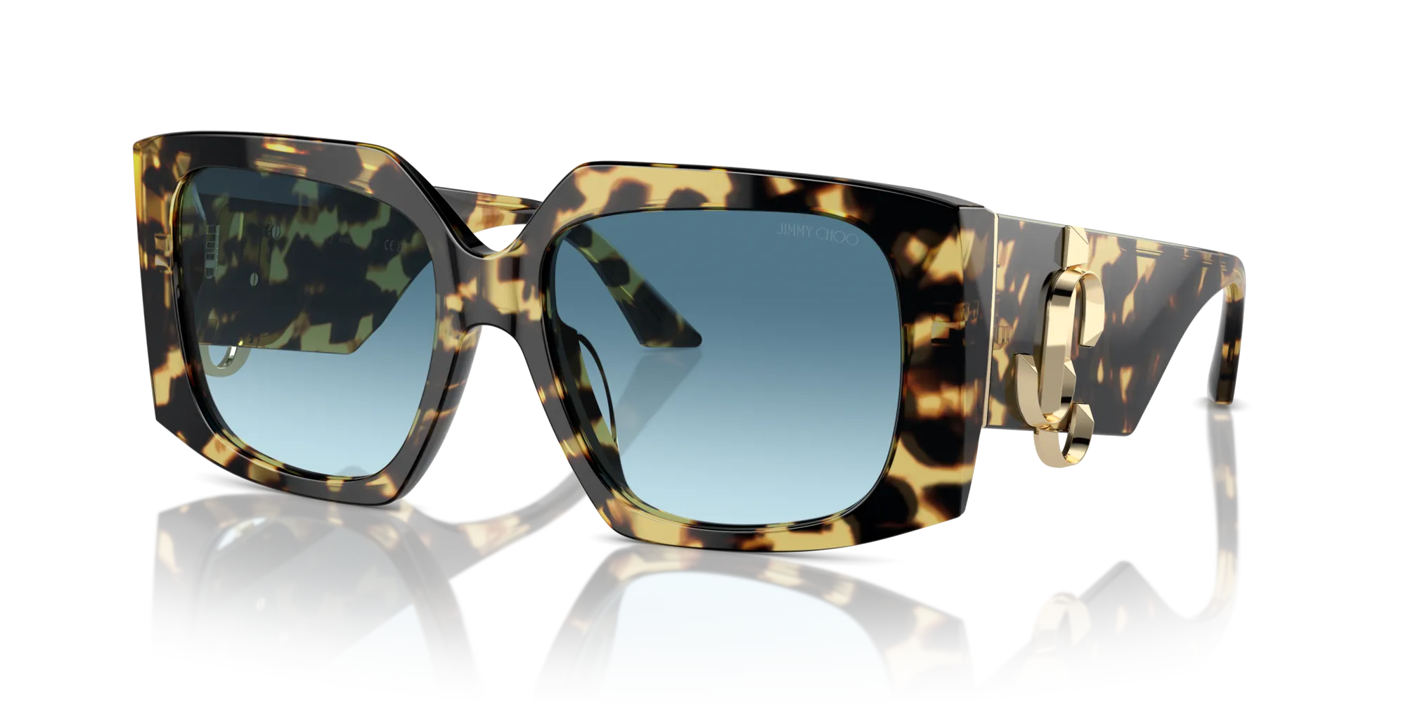 Jimmy Choo JC5006U 500419 Occhiali da sole Acetato Havana Blu Farfalla Normale Sfumato - immagine 4
