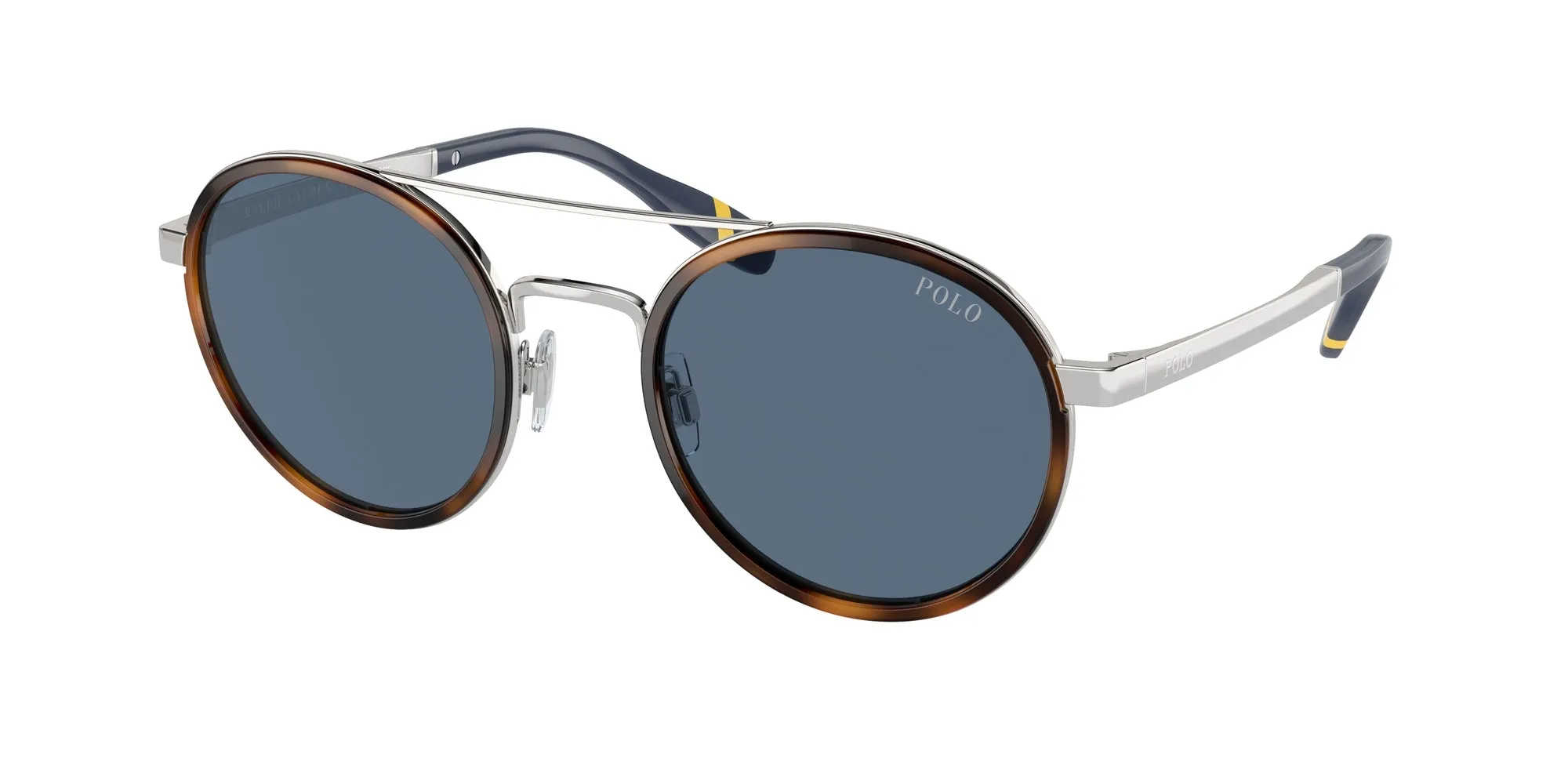 Polo Ralph Lauren PH3150 922280 Occhiali da sole Metallo Marrone Blu Rotonda Normale - immagine 1