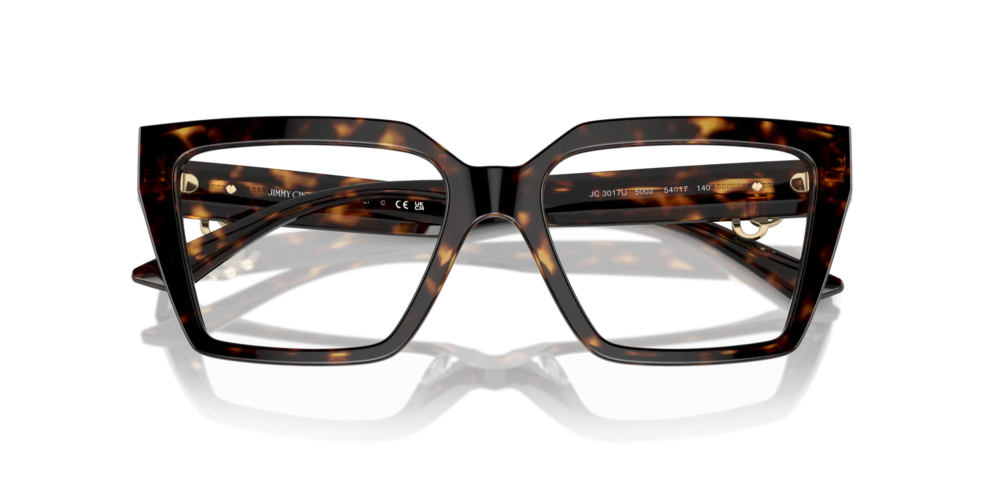 Jimmy Choo JC3017U 5002 Montature da vista Acetato Havana Cat Eye - immagine 2