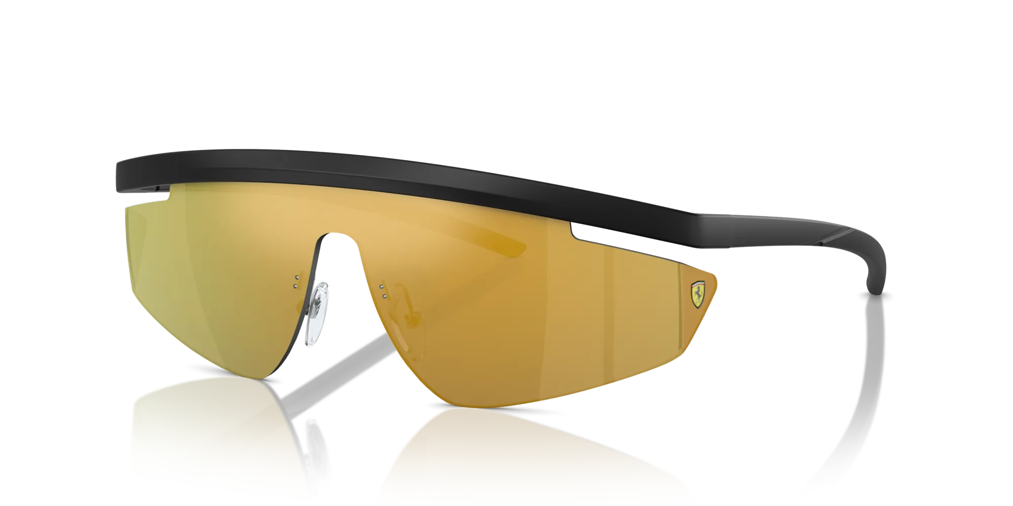 Ferrari Scuderia FZ6001 504/7P Occhiali da sole Iniettato Nero Oro Geometrica Normale Specchiato - immagine 4
