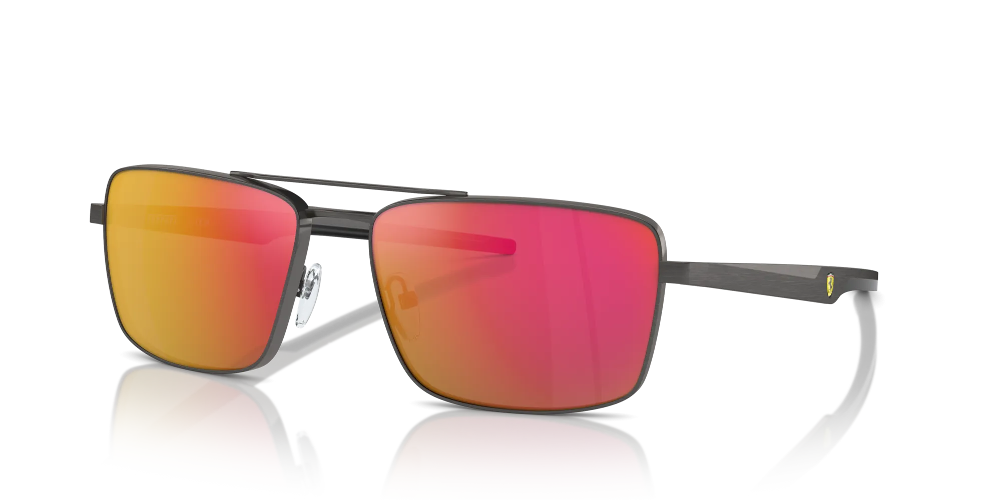 Ferrari Scuderia FZ5001 109/6Q Occhiali da sole Metallo Grigio Rosso Squadrata Specchiate Specchiato - immagine 4