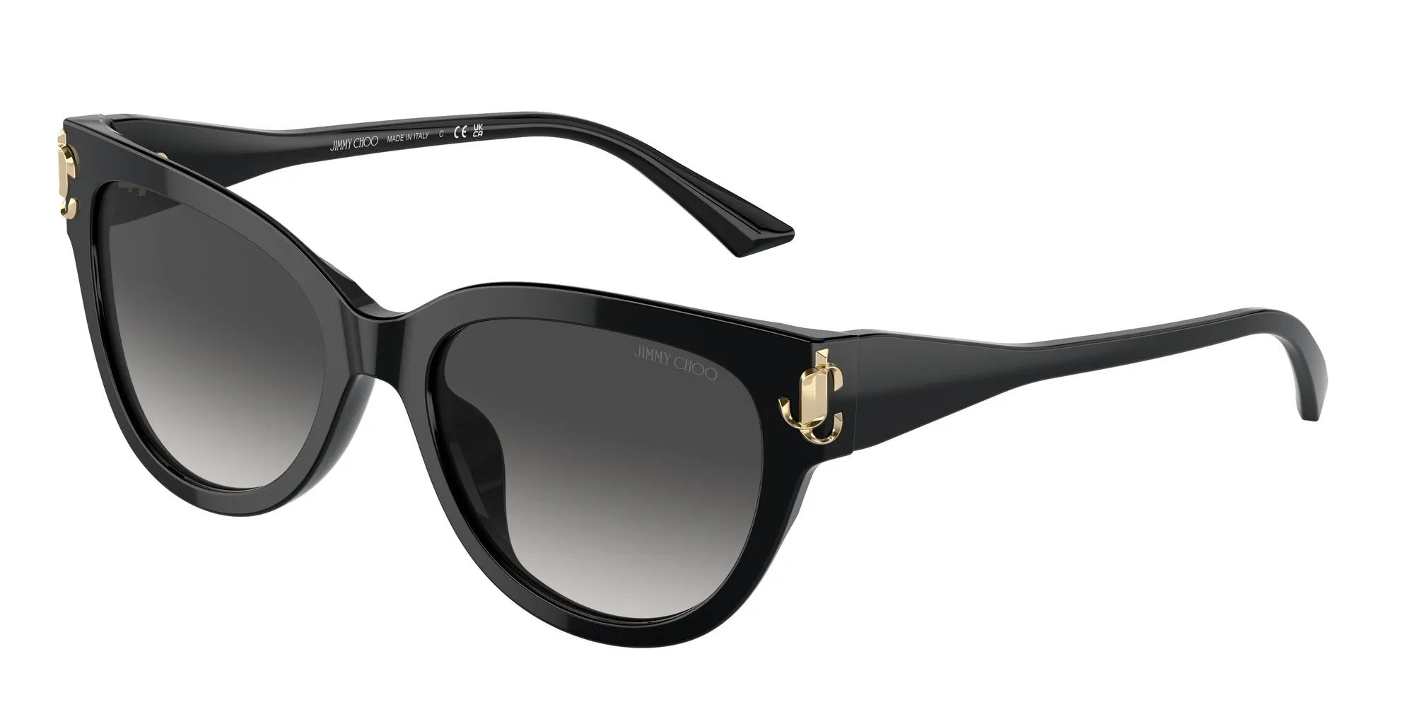 Jimmy Choo JC5018U 50008G Occhiali da sole Acetato Nero Grigio Pantos Normale Sfumato - immagine 1