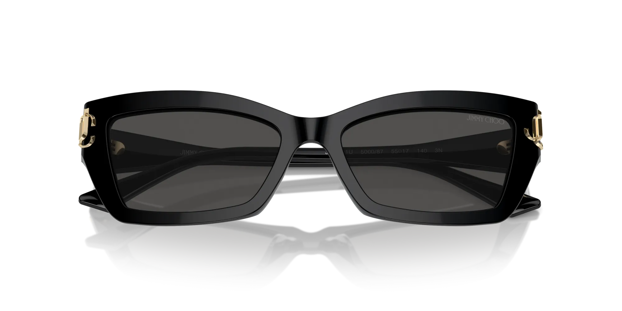 Jimmy Choo JC5011U 500087 Occhiali da sole Acetato Nero Grigio Cat Eye Normale - immagine 3