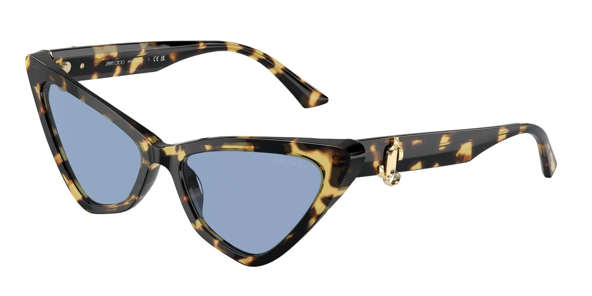 Jimmy Choo JC5008 500472 Occhiali da sole Acetato Havana Azzurro Cat Eye Normale - immagine 1