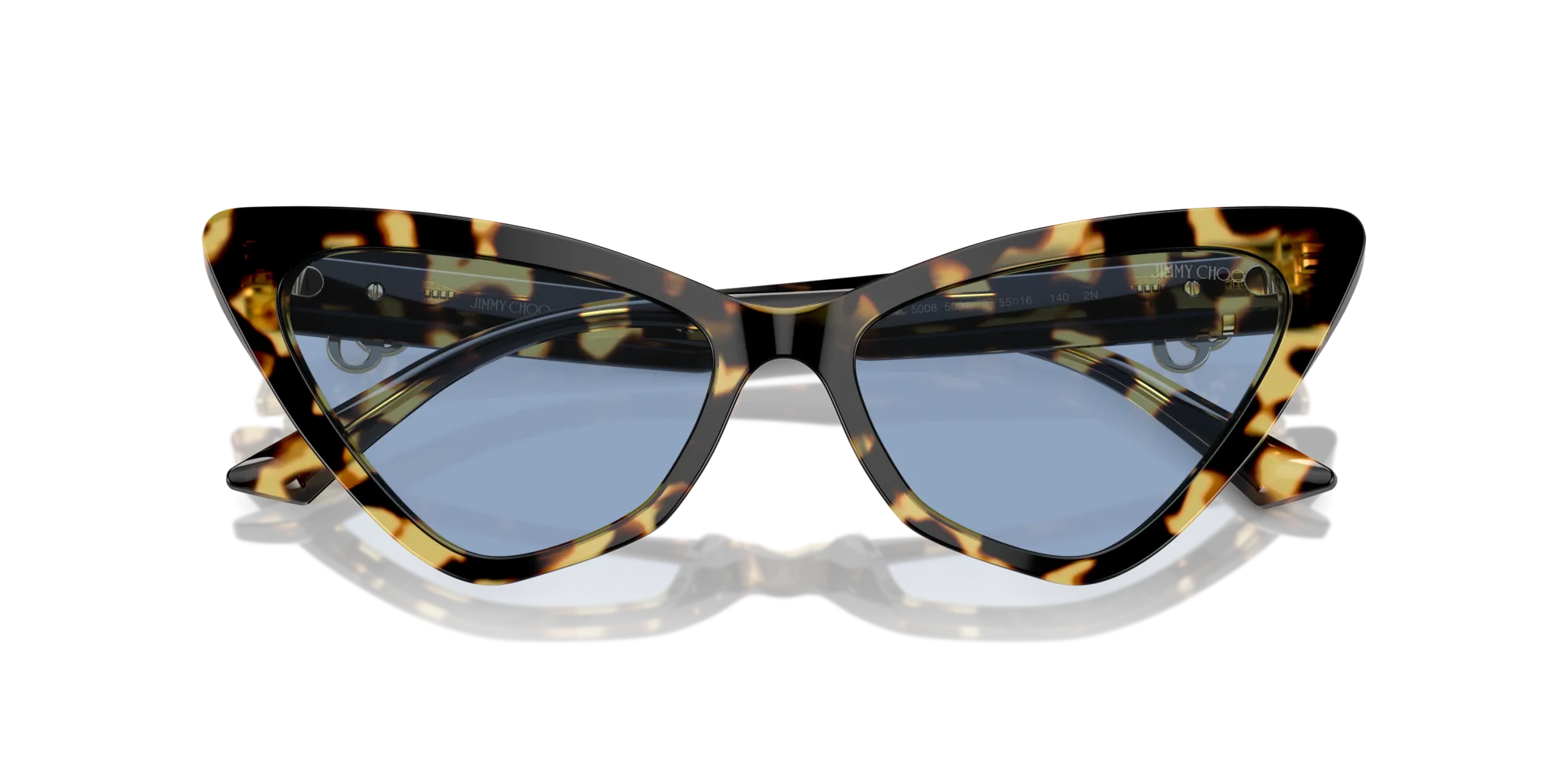 Jimmy Choo JC5008 500472 Occhiali da sole Acetato Havana Azzurro Cat Eye Normale - immagine 2
